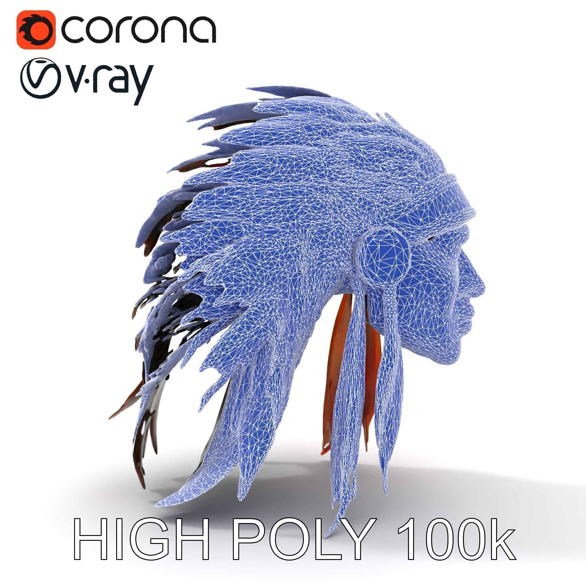 Native American Headdress Model Pack with PBR Textures Low-poly 3D model_31