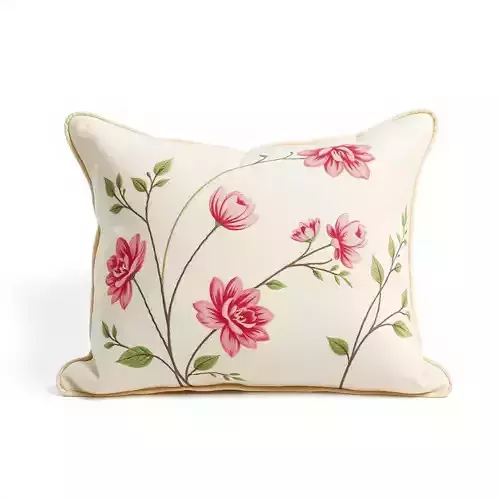 Floral Embroidered Cushion Model Pack Low-poly 3D model