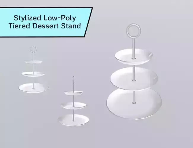Stylized Low-Poly Tiered Dessert Stand