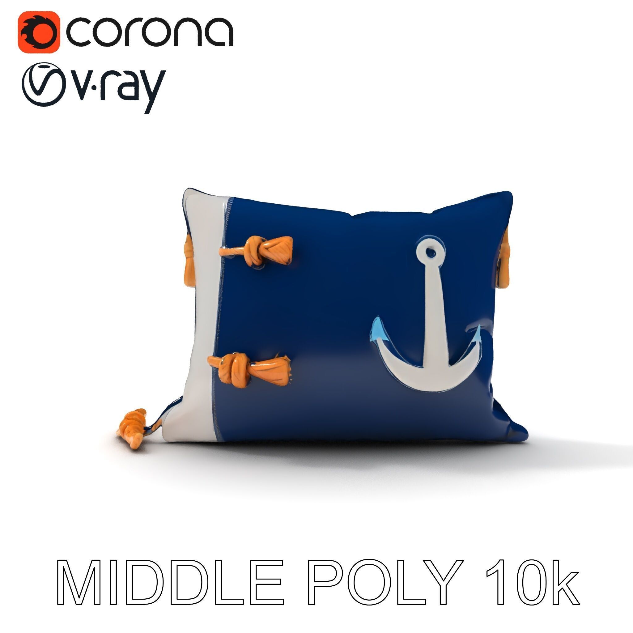 Nautical Anchor Cushion Model Pack Low-poly 3D model_16