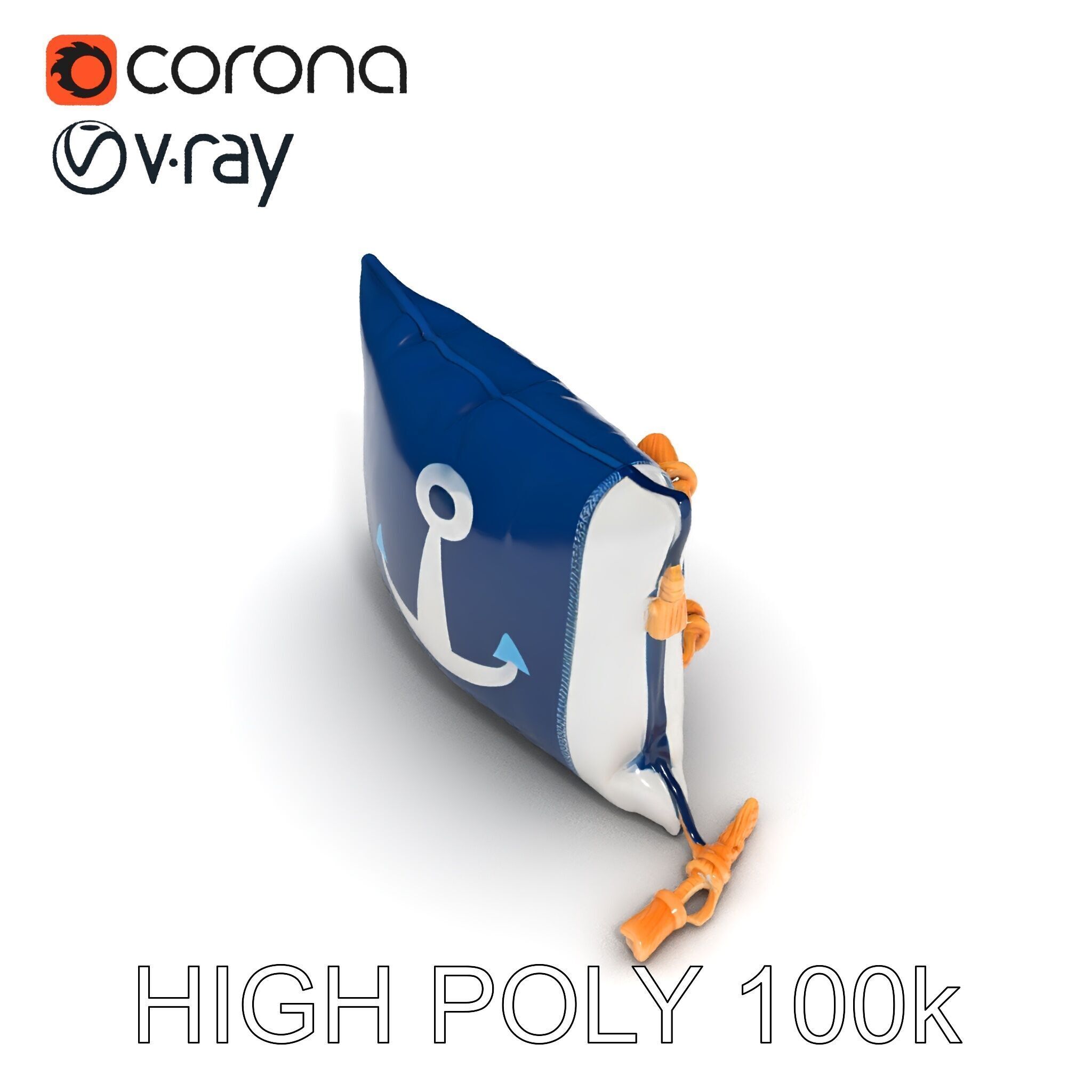 Nautical Anchor Cushion Model Pack Low-poly 3D model_8