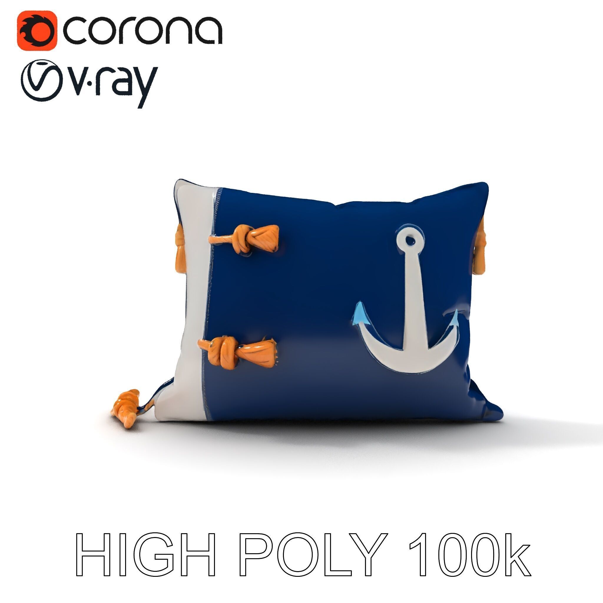 Nautical Anchor Cushion Model Pack Low-poly 3D model_35