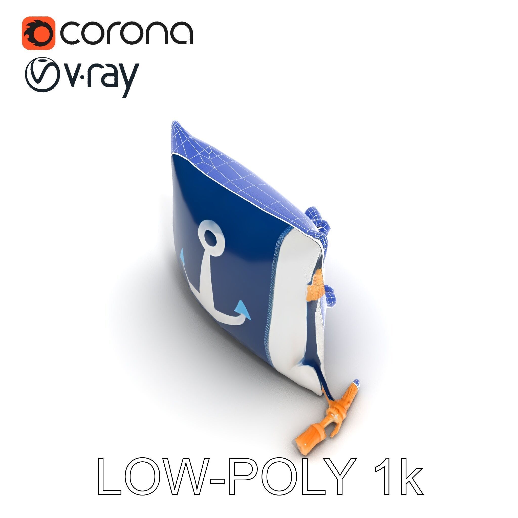 Nautical Anchor Cushion Model Pack Low-poly 3D model_19