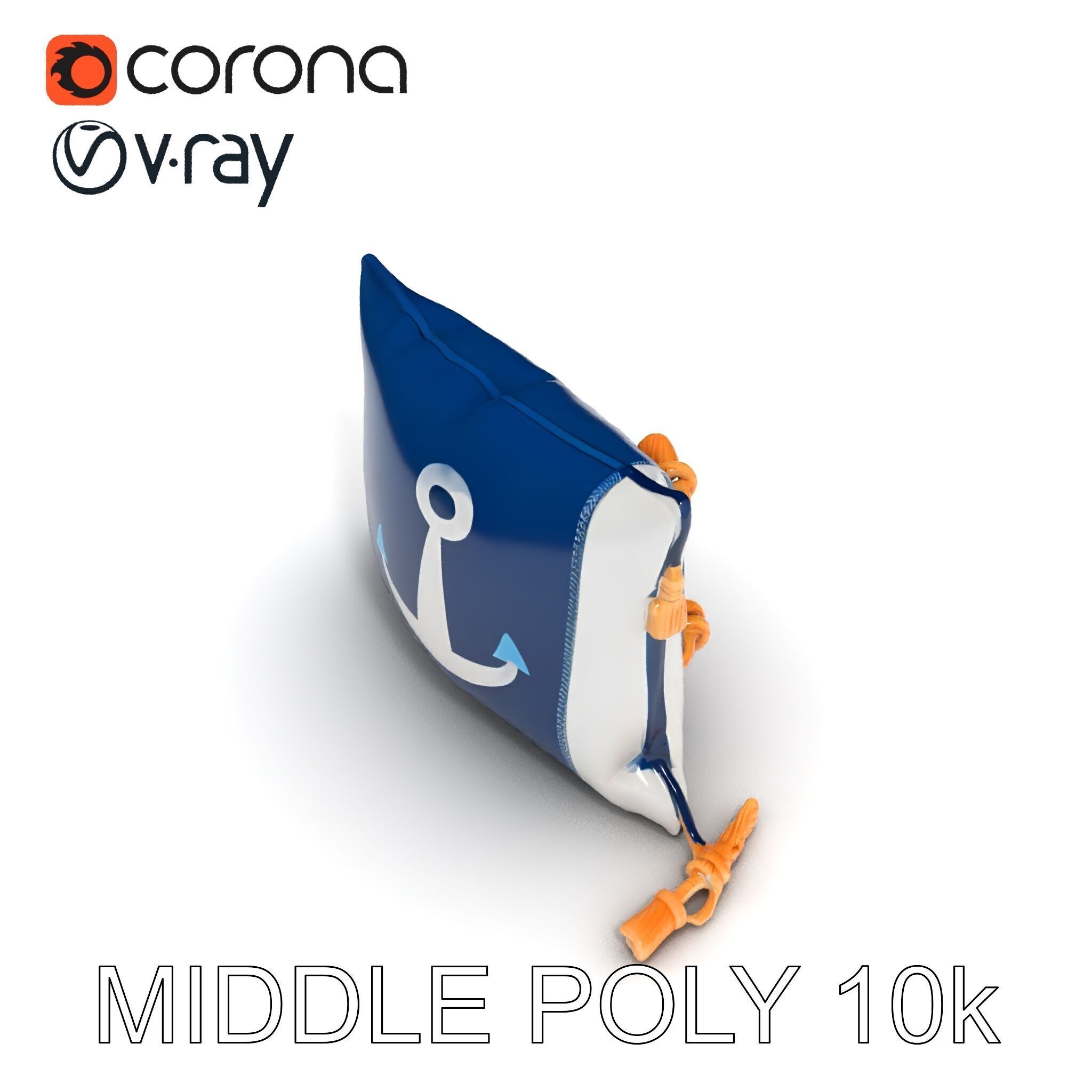 Nautical Anchor Cushion Model Pack Low-poly 3D model_14