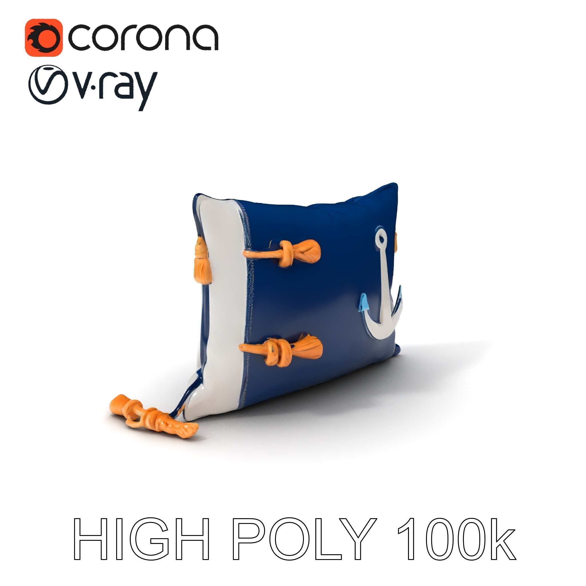 Nautical Anchor Cushion Model Pack Low-poly 3D model_3