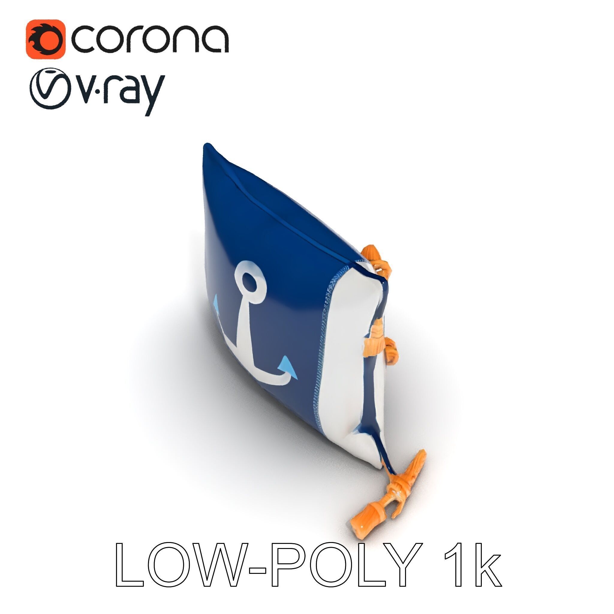 Nautical Anchor Cushion Model Pack Low-poly 3D model_10