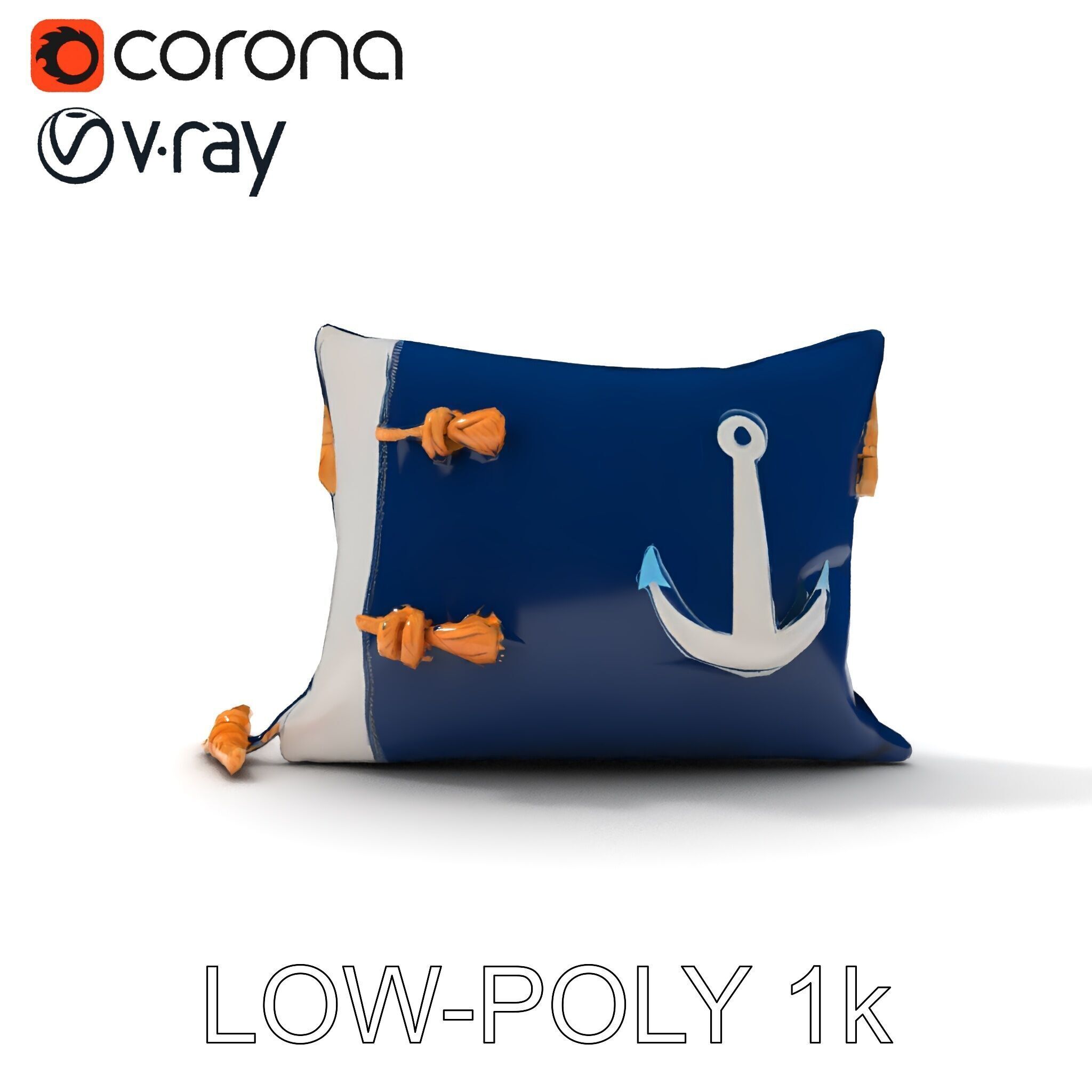 Nautical Anchor Cushion Model Pack Low-poly 3D model_17