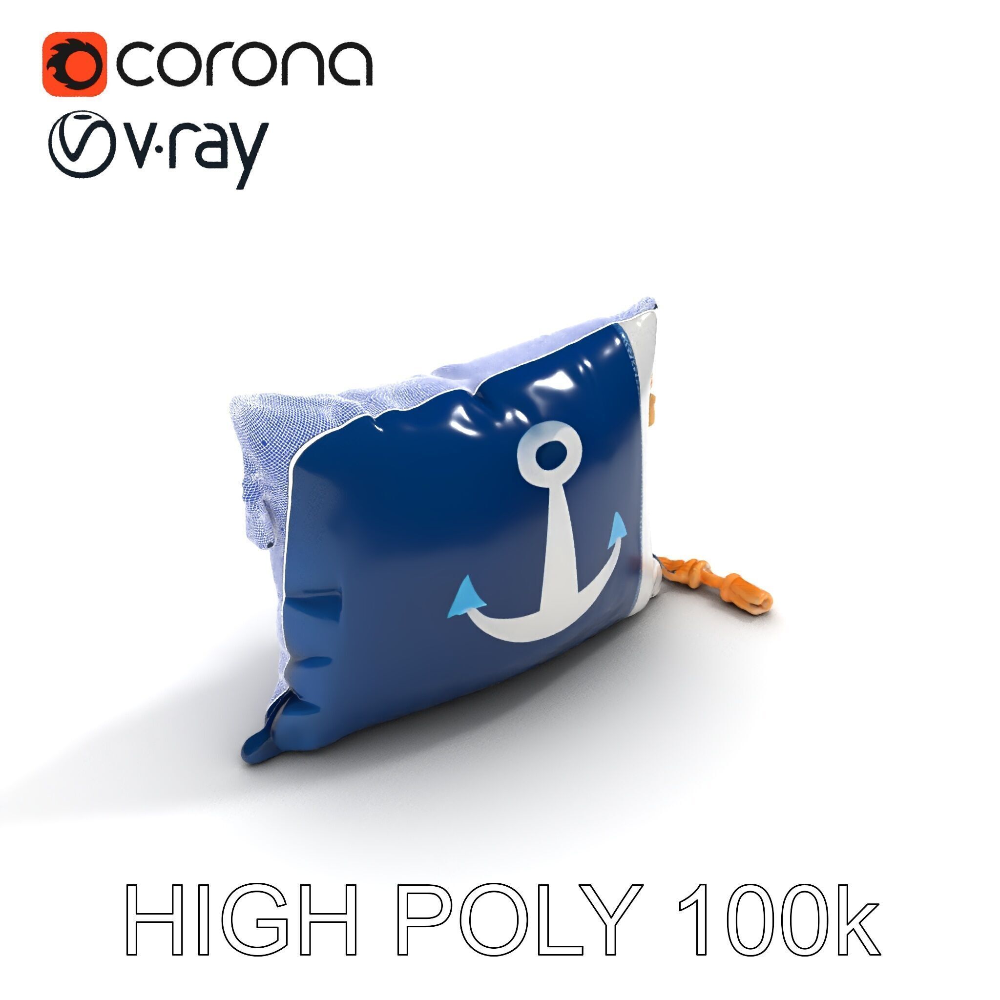 Nautical Anchor Cushion Model Pack Low-poly 3D model_13