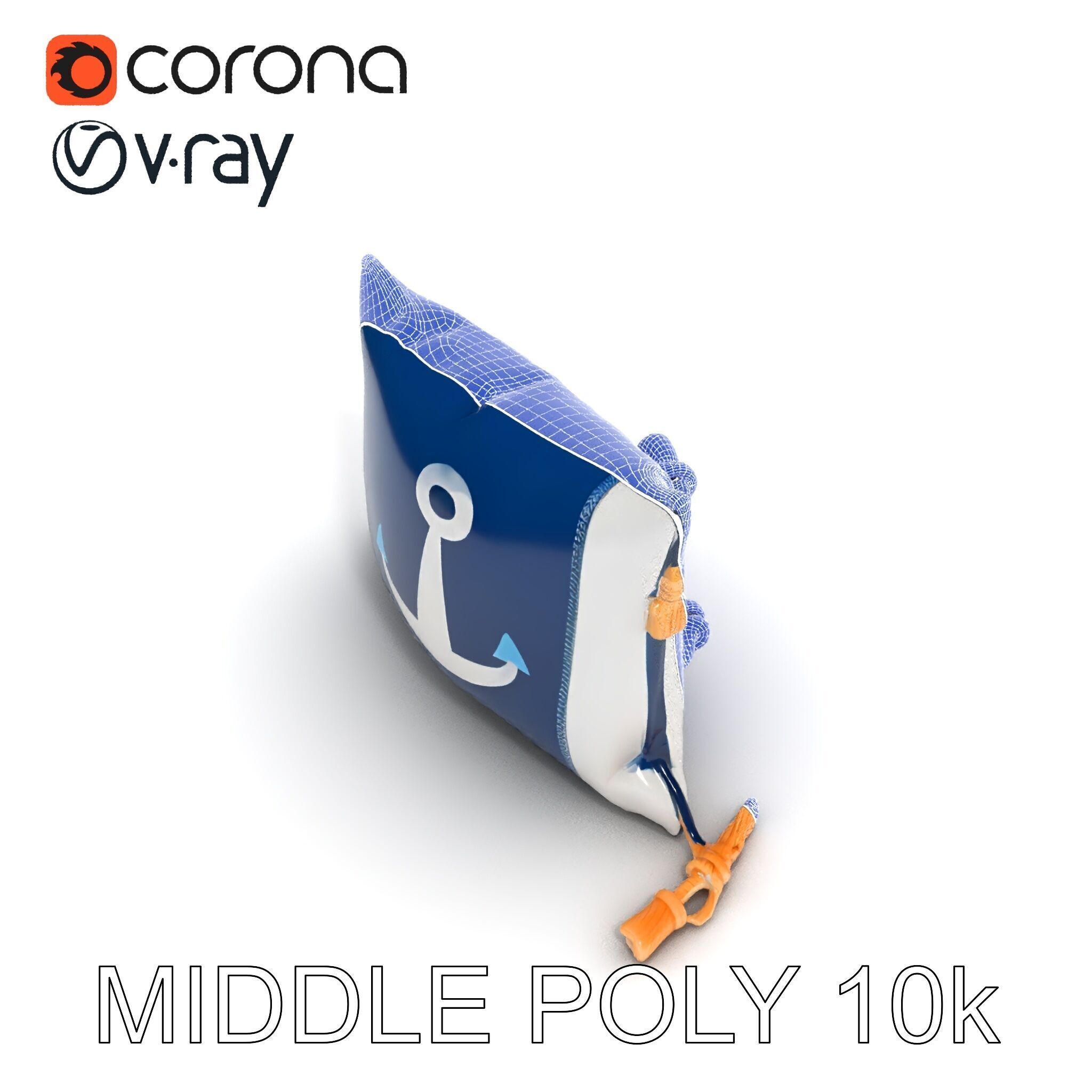 Nautical Anchor Cushion Model Pack Low-poly 3D model_11