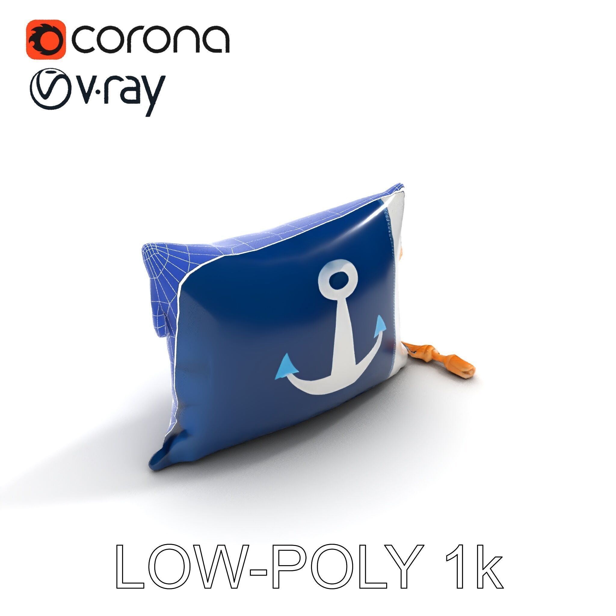 Nautical Anchor Cushion Model Pack Low-poly 3D model_12