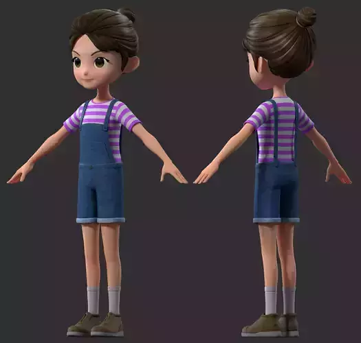 cartoon girl students