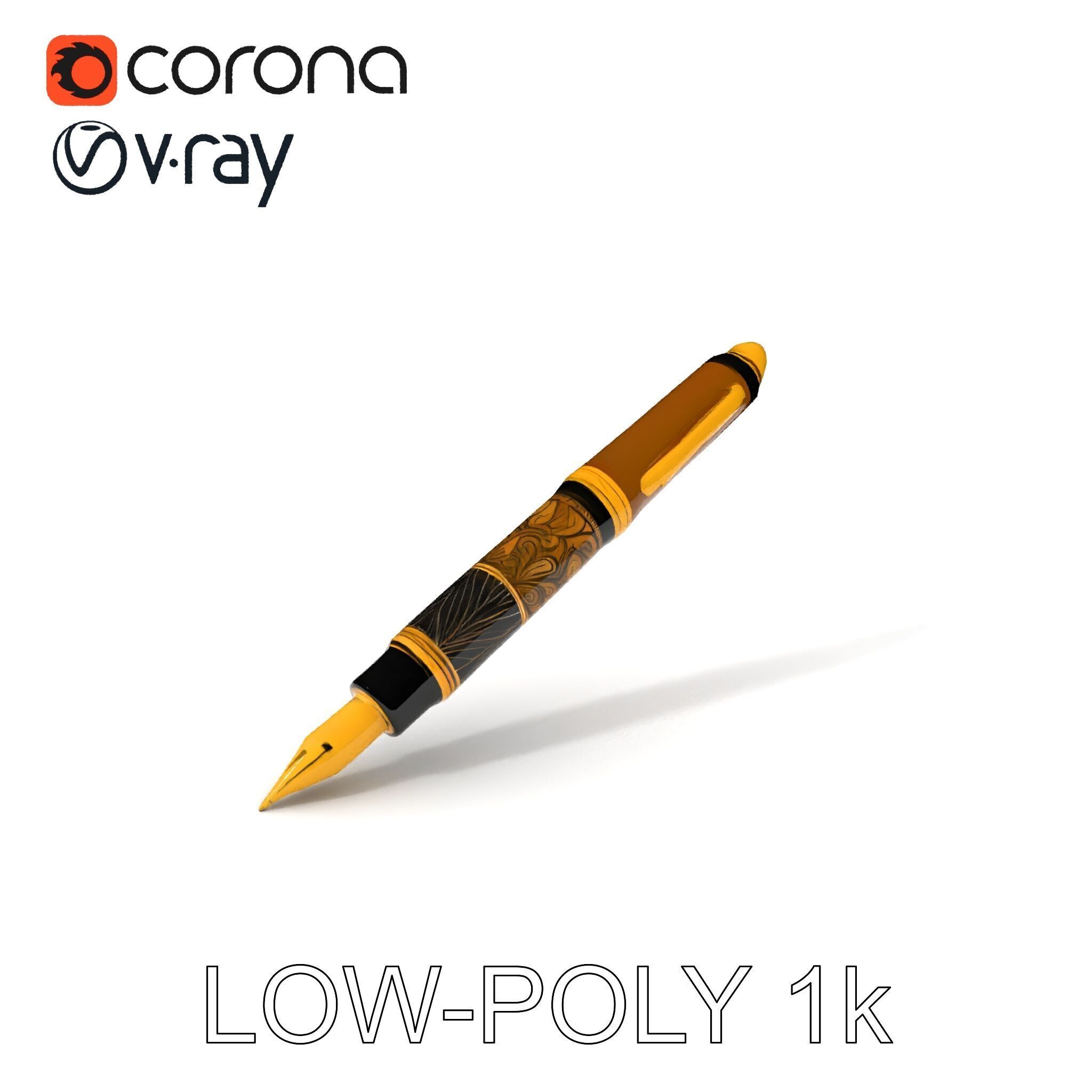 Elegant Fountain Pen Model Pack Low-poly 3D model_28