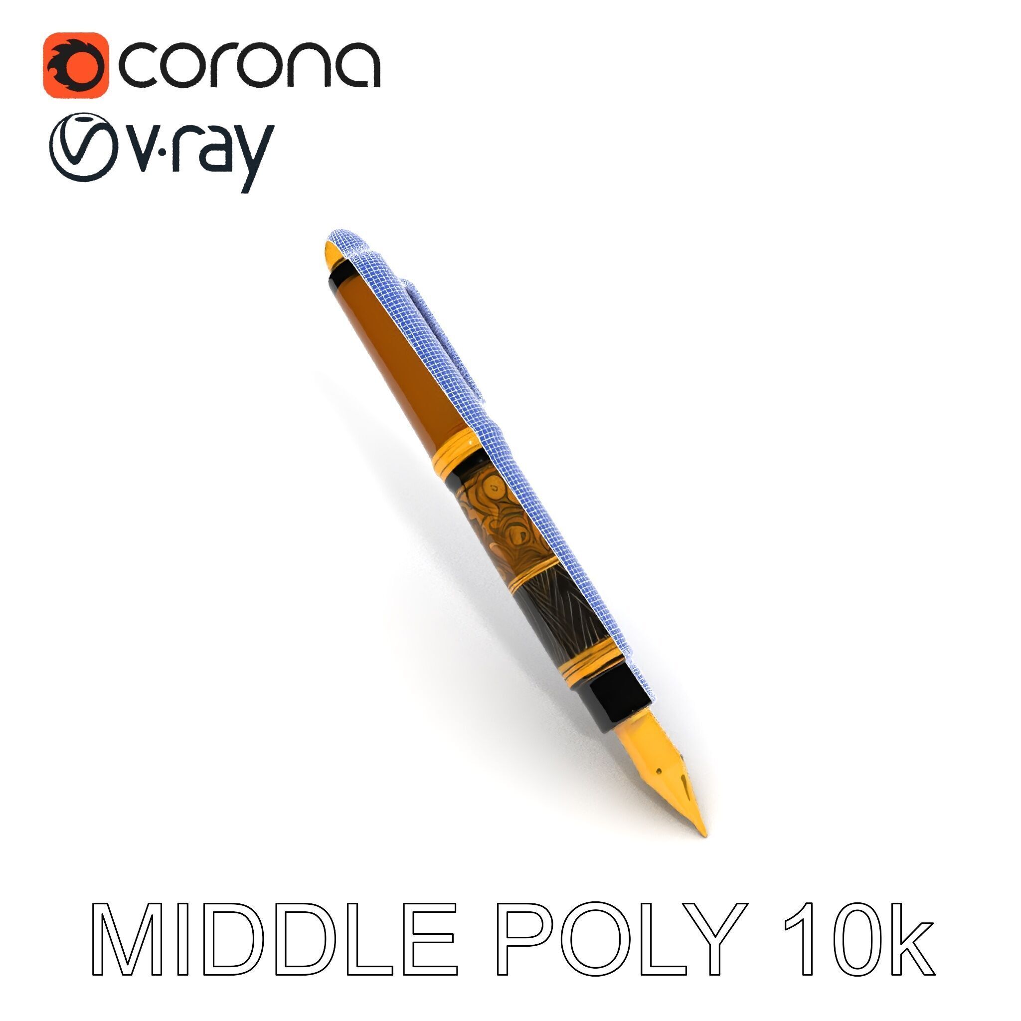 Elegant Fountain Pen Model Pack Low-poly 3D model_6