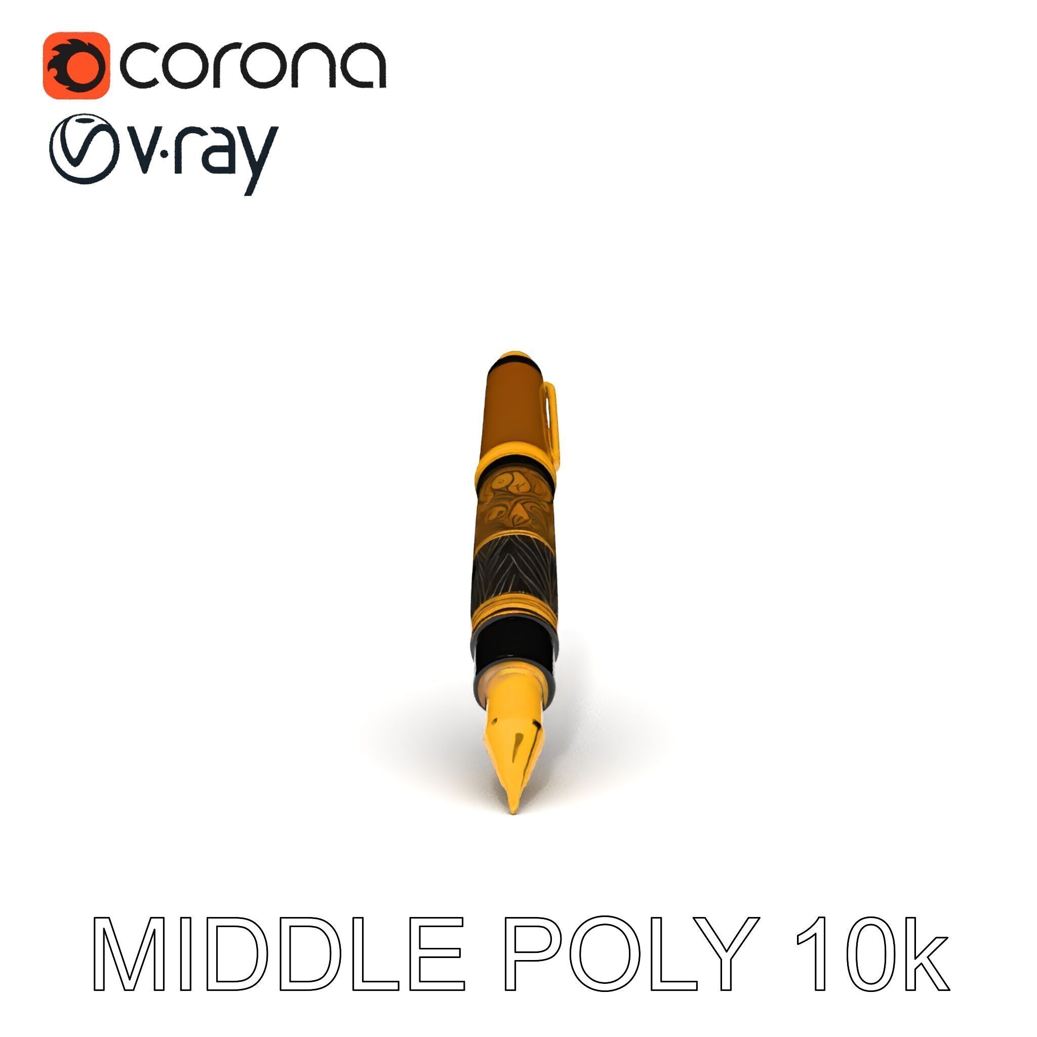 Elegant Fountain Pen Model Pack Low-poly 3D model_24