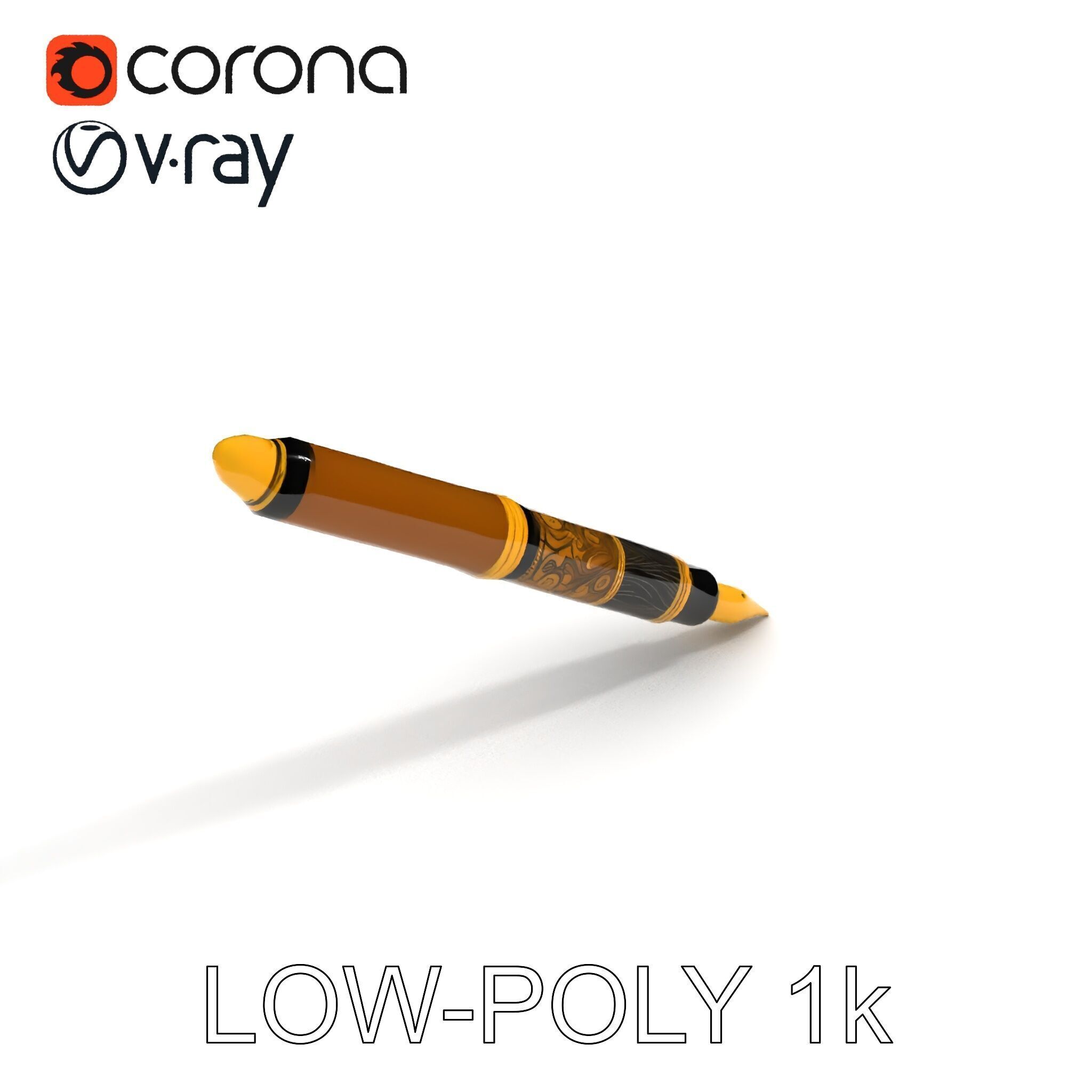 Elegant Fountain Pen Model Pack Low-poly 3D model_7