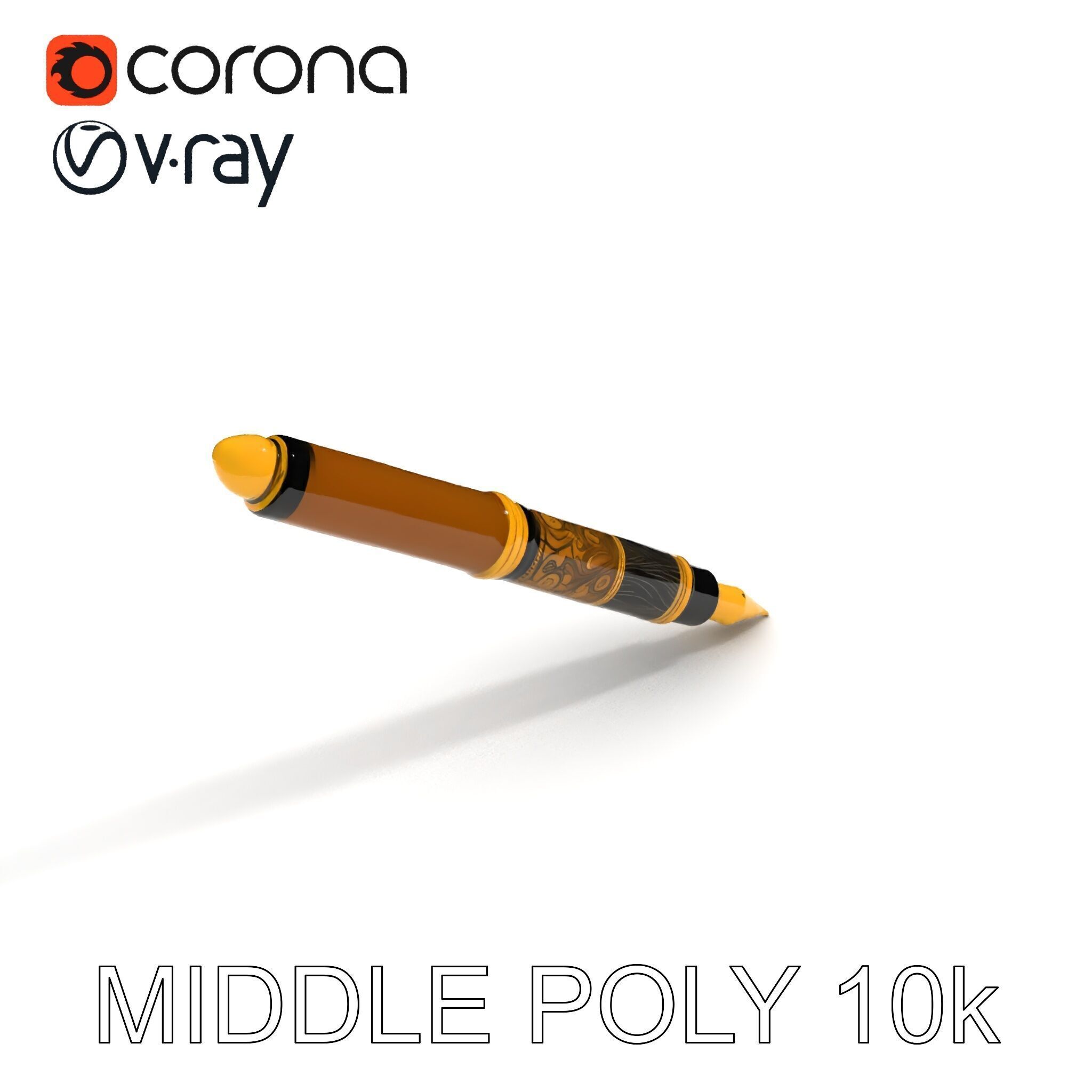 Elegant Fountain Pen Model Pack Low-poly 3D model_27