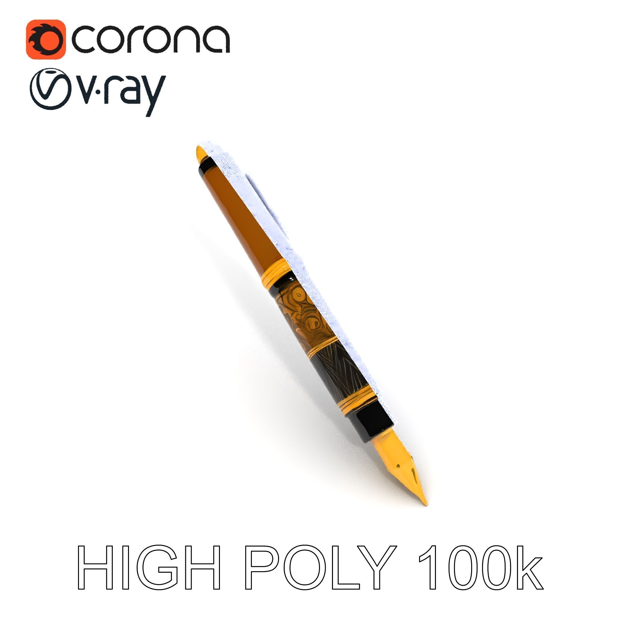 Elegant Fountain Pen Model Pack Low-poly 3D model_35