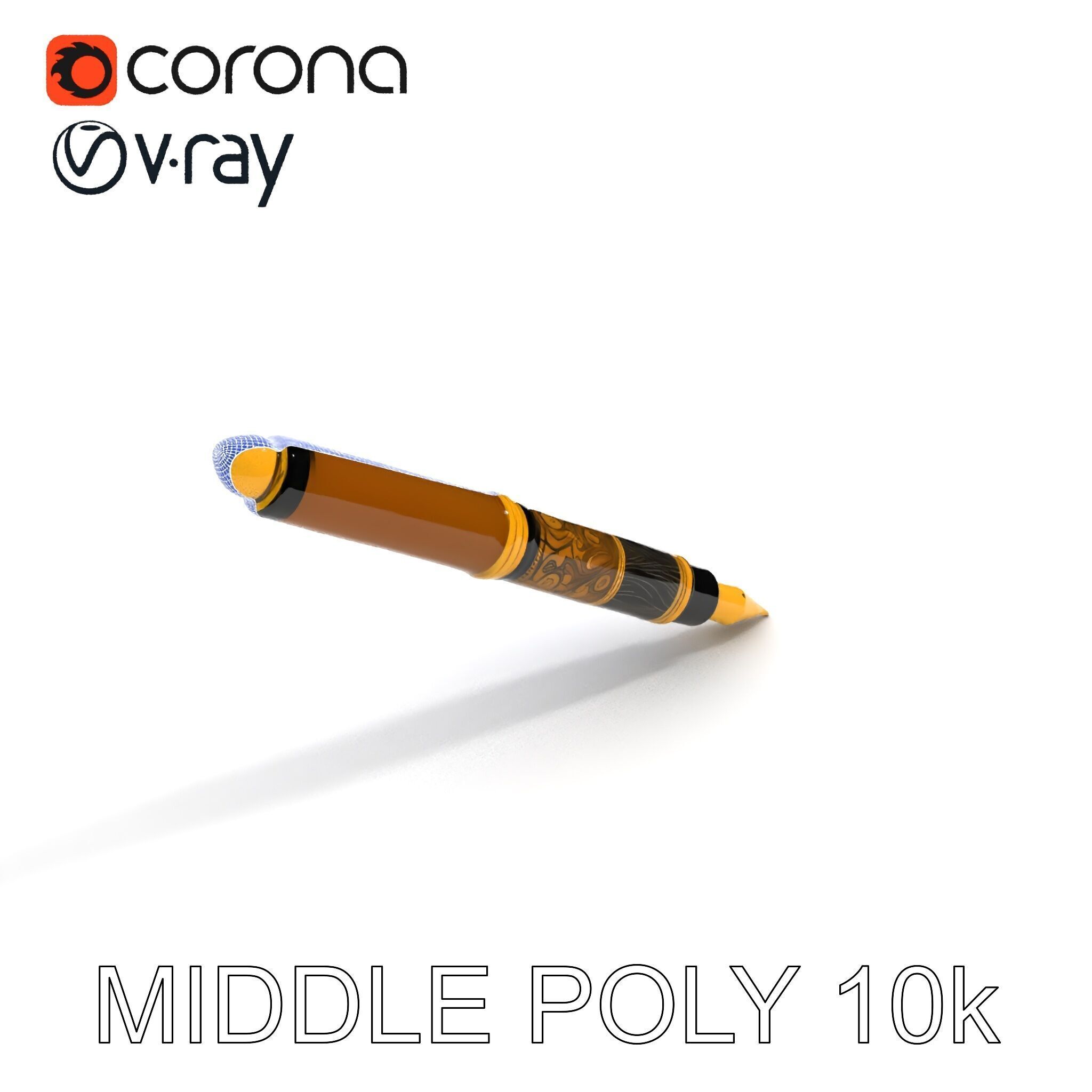 Elegant Fountain Pen Model Pack Low-poly 3D model_19