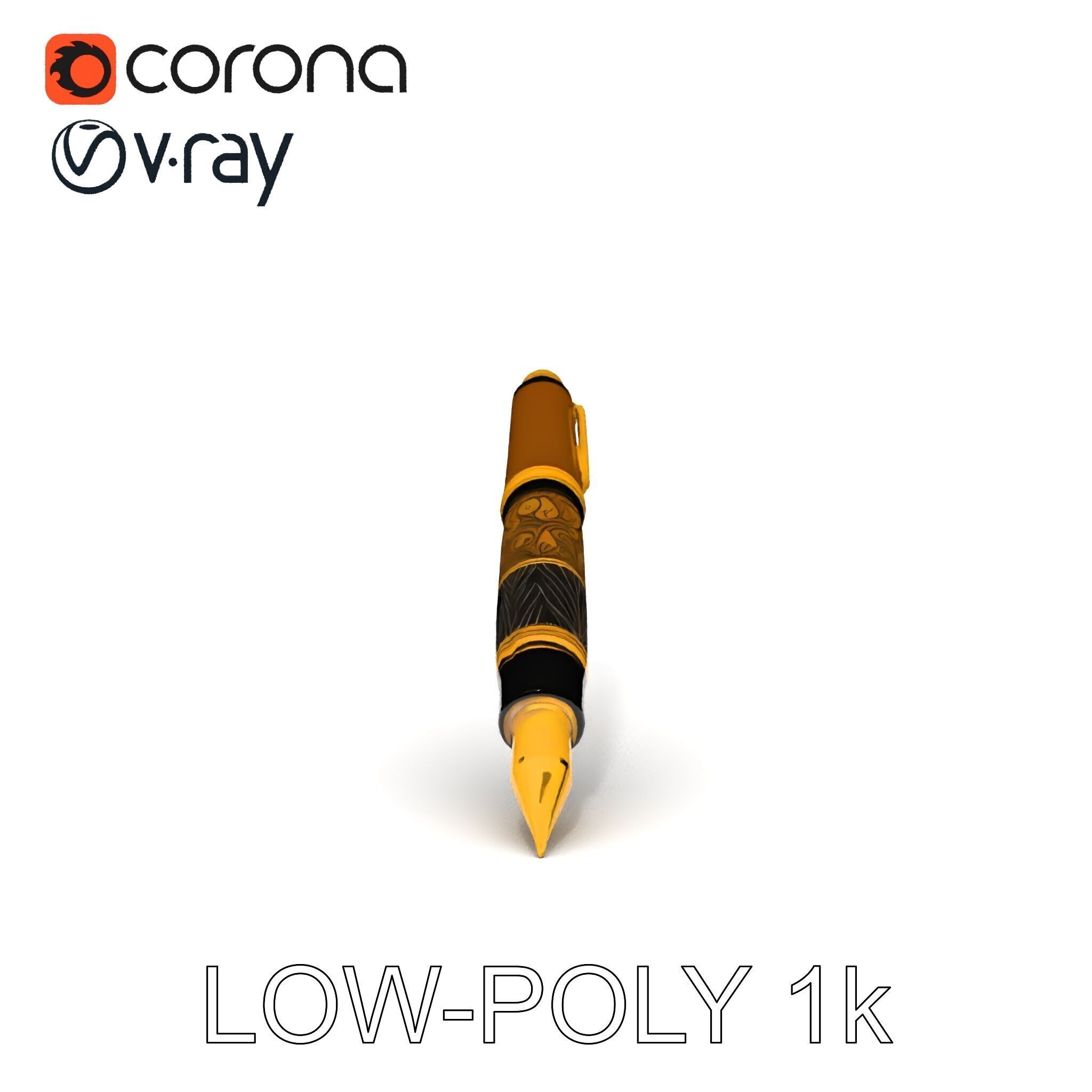 Elegant Fountain Pen Model Pack Low-poly 3D model_25