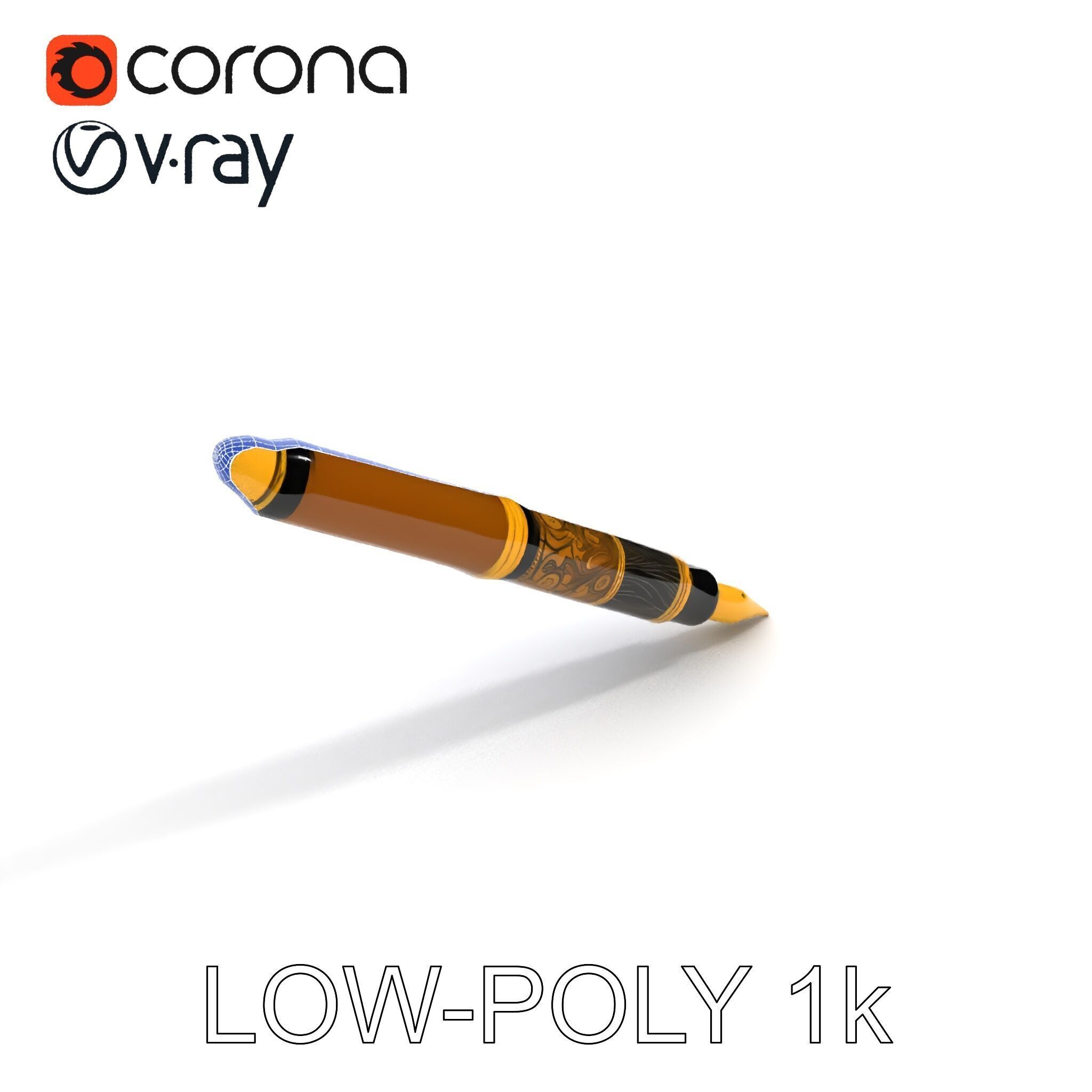 Elegant Fountain Pen Model Pack Low-poly 3D model_34