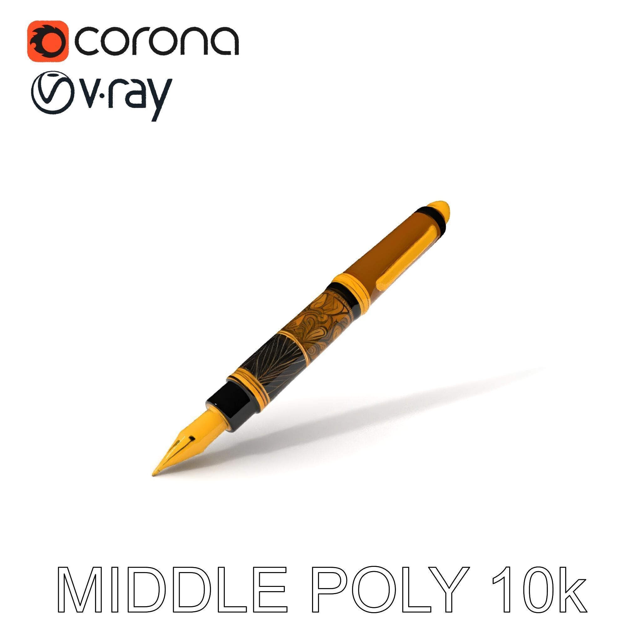 Elegant Fountain Pen Model Pack Low-poly 3D model_13