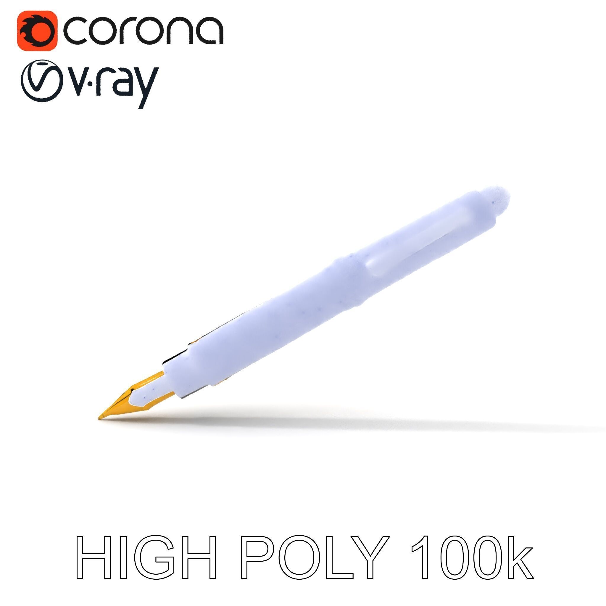 Elegant Fountain Pen Model Pack Low-poly 3D model_26