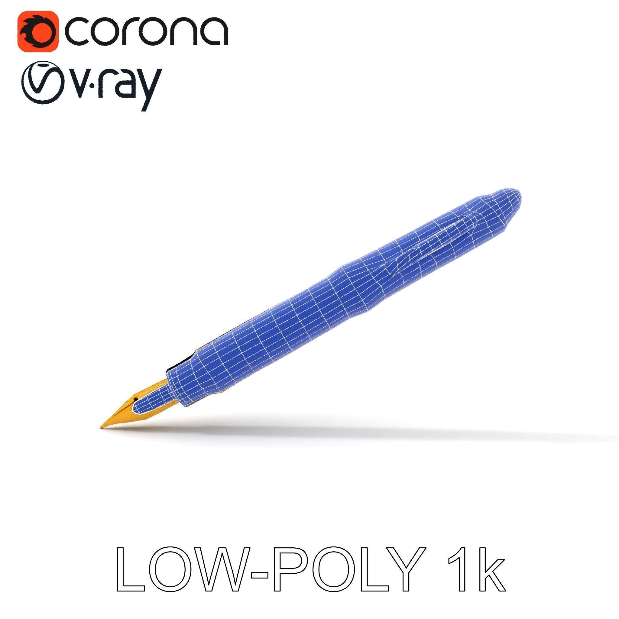 Elegant Fountain Pen Model Pack Low-poly 3D model_17