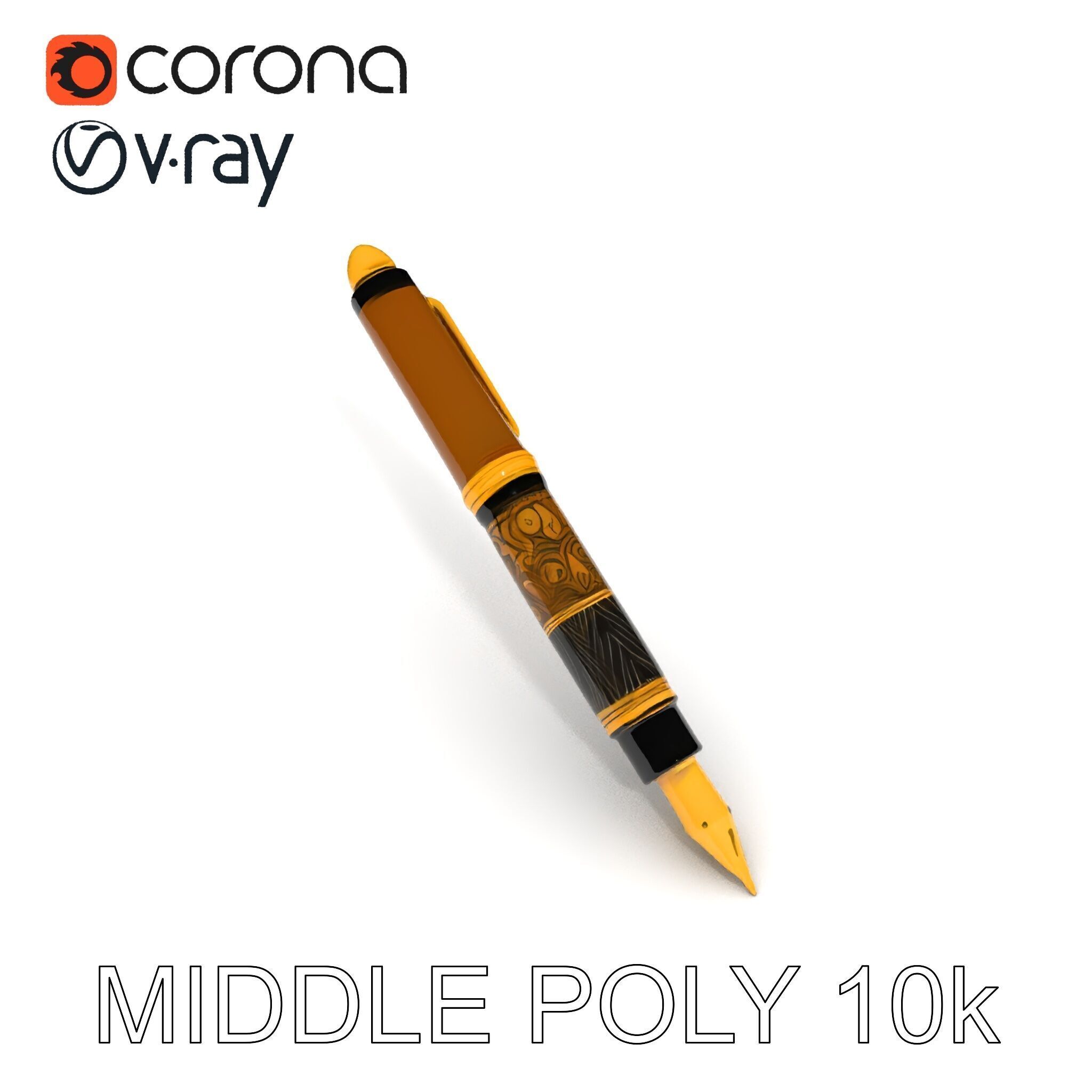 Elegant Fountain Pen Model Pack Low-poly 3D model_30