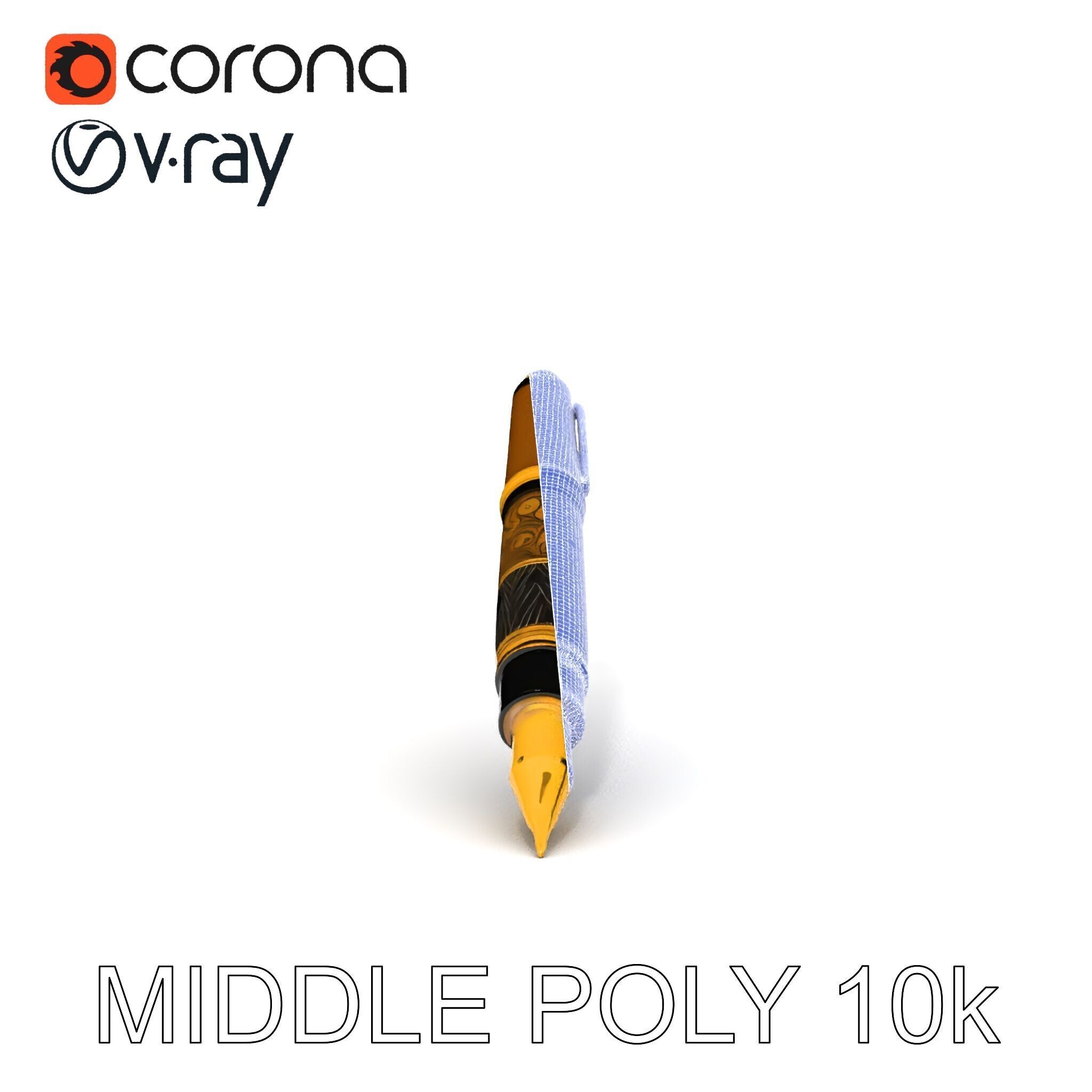 Elegant Fountain Pen Model Pack Low-poly 3D model_22