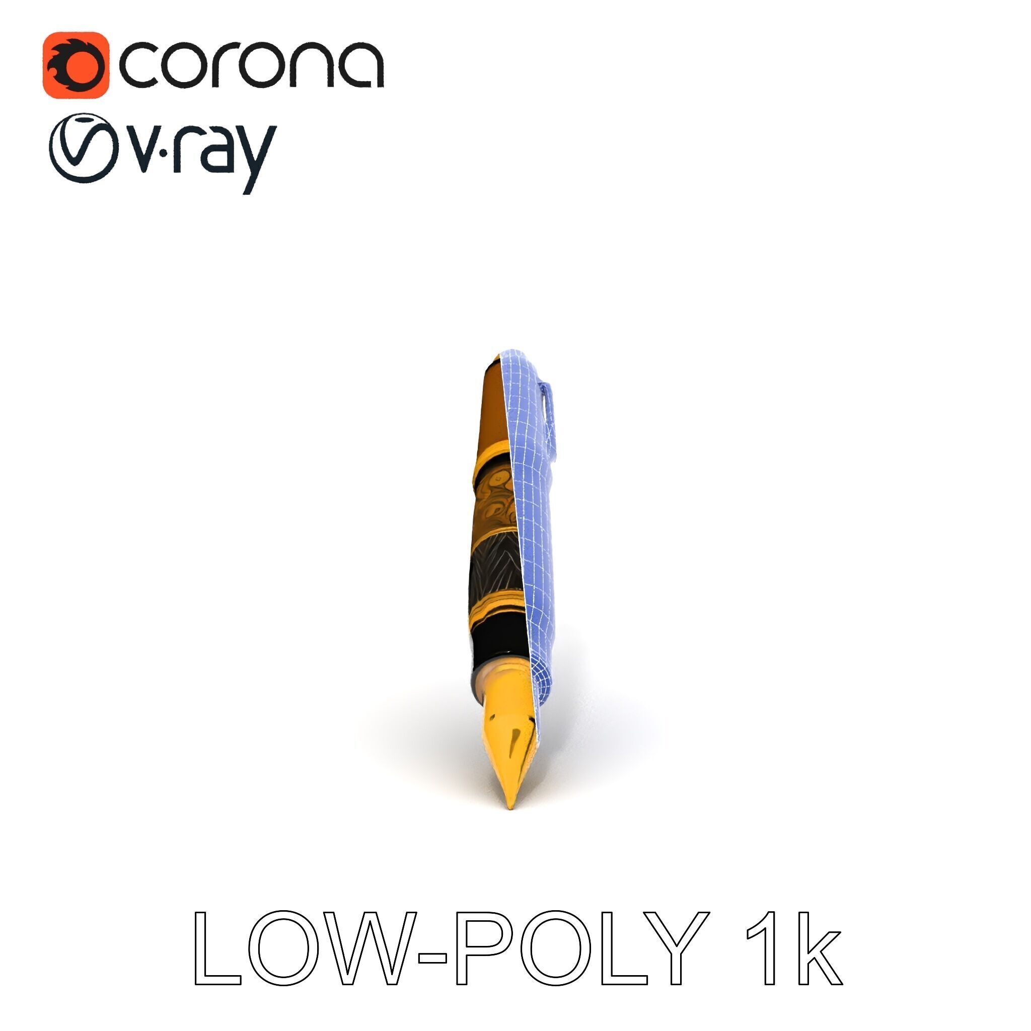 Elegant Fountain Pen Model Pack Low-poly 3D model_14