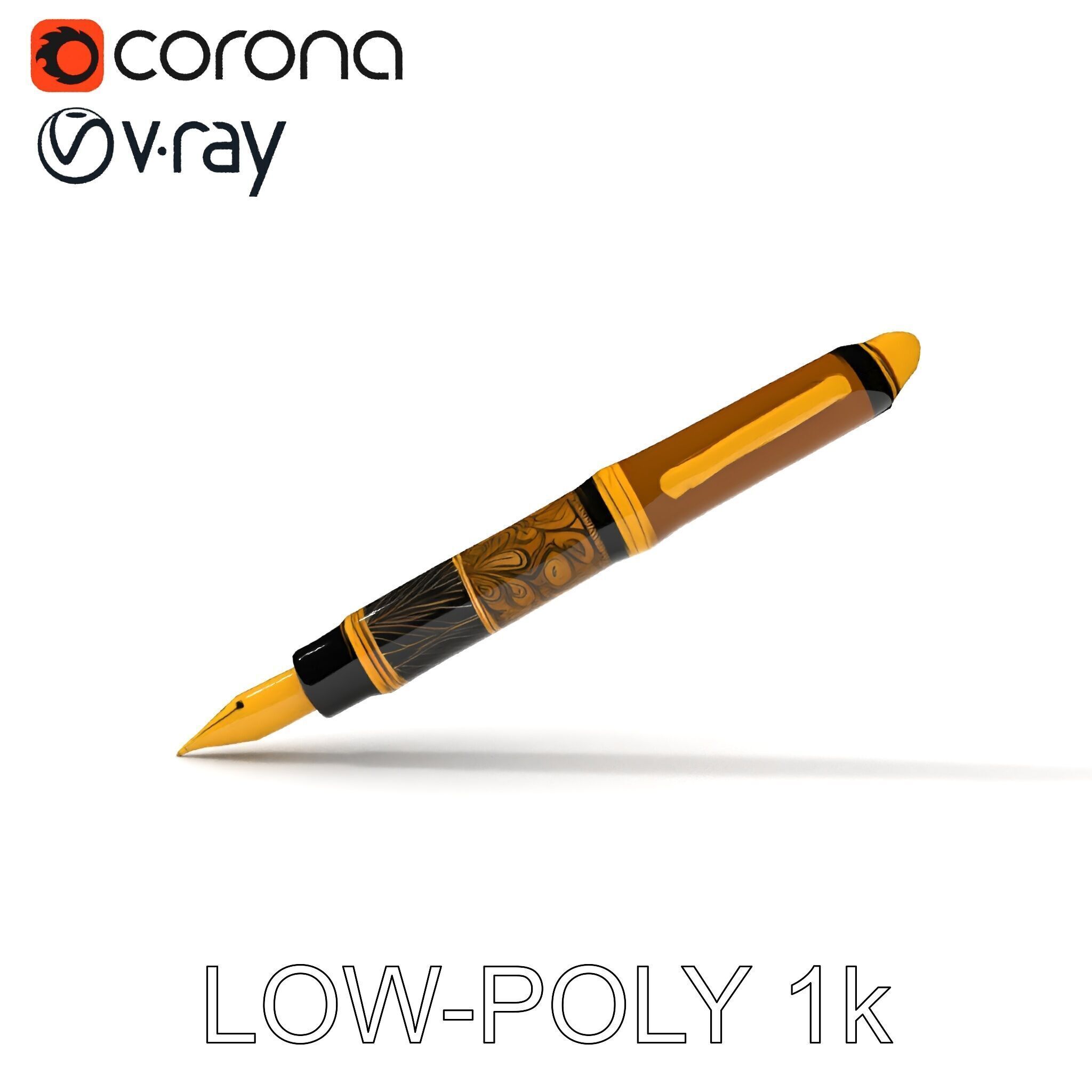 Elegant Fountain Pen Model Pack Low-poly 3D model_31