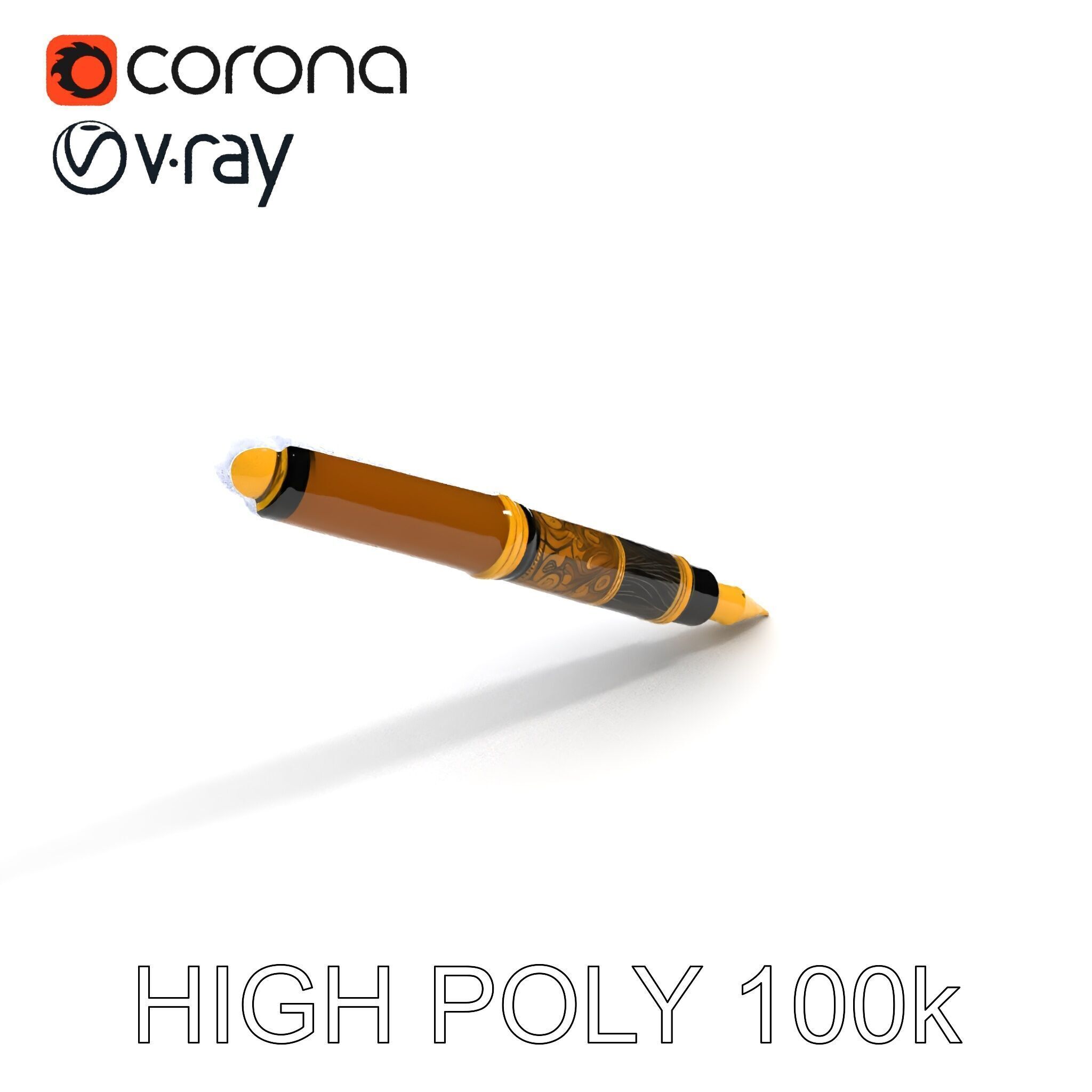 Elegant Fountain Pen Model Pack Low-poly 3D model_12