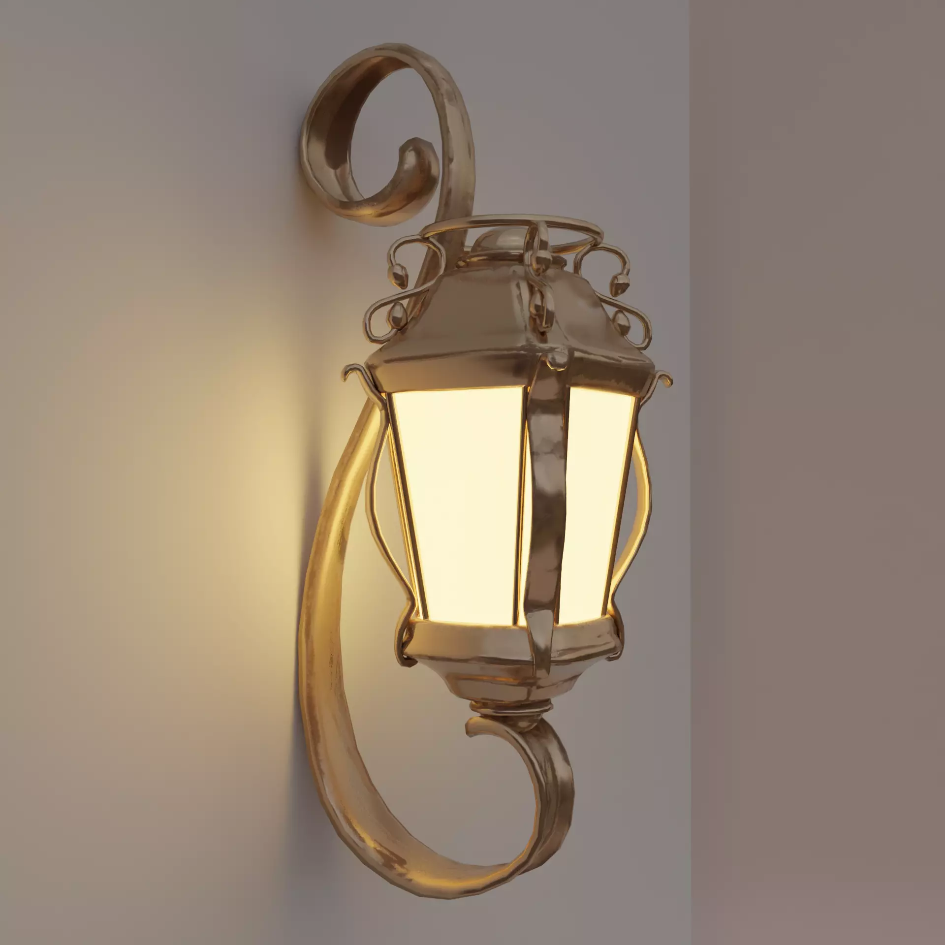 Lowpoly wall lamp Low-poly 3D model_0