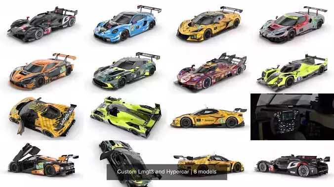 Custom Lmgt3 and Hypercar 3D Model Collection