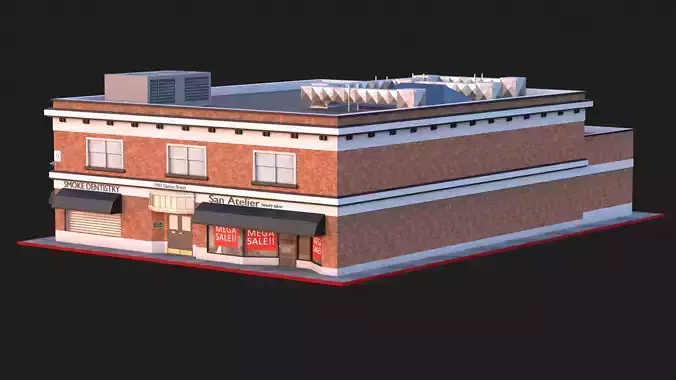 144 N Brand Blvd - Los Angeles Brick Building  3D model 4