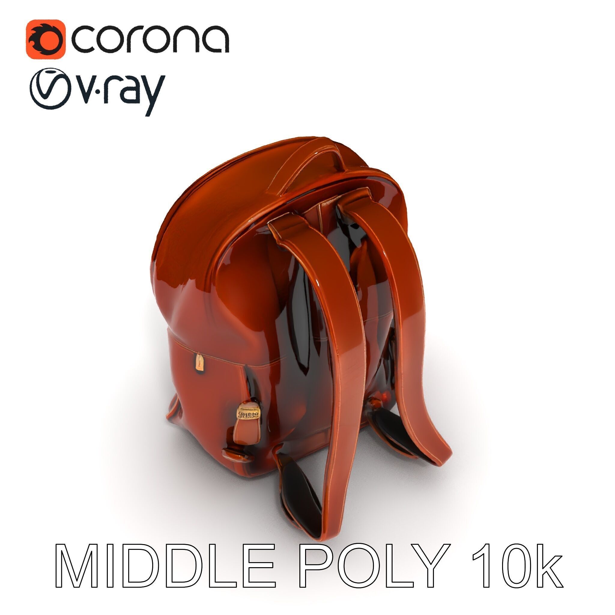Elegant Brown Leather Backpack D Model Pack Low-poly 3D model_29