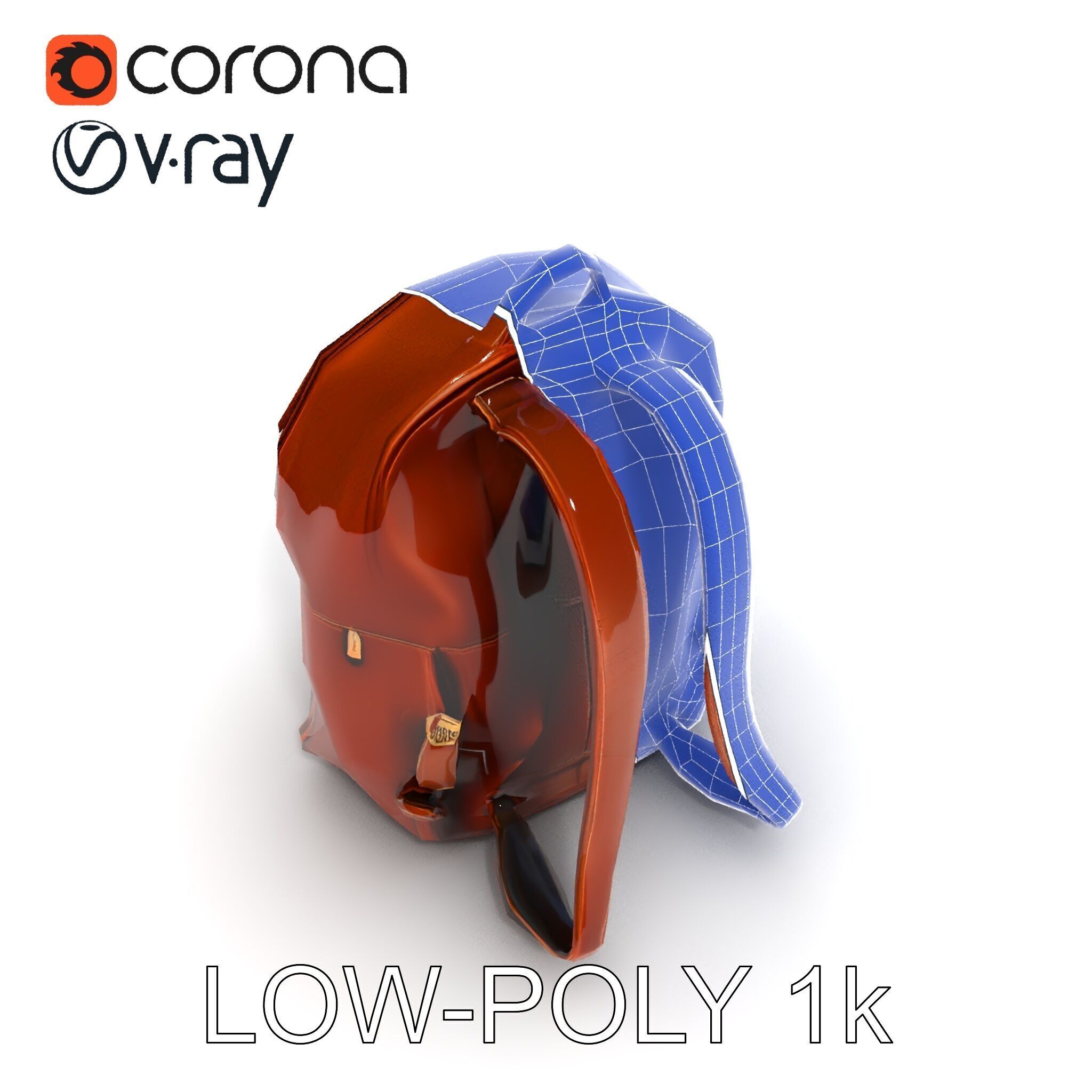 Elegant Brown Leather Backpack D Model Pack Low-poly 3D model_18