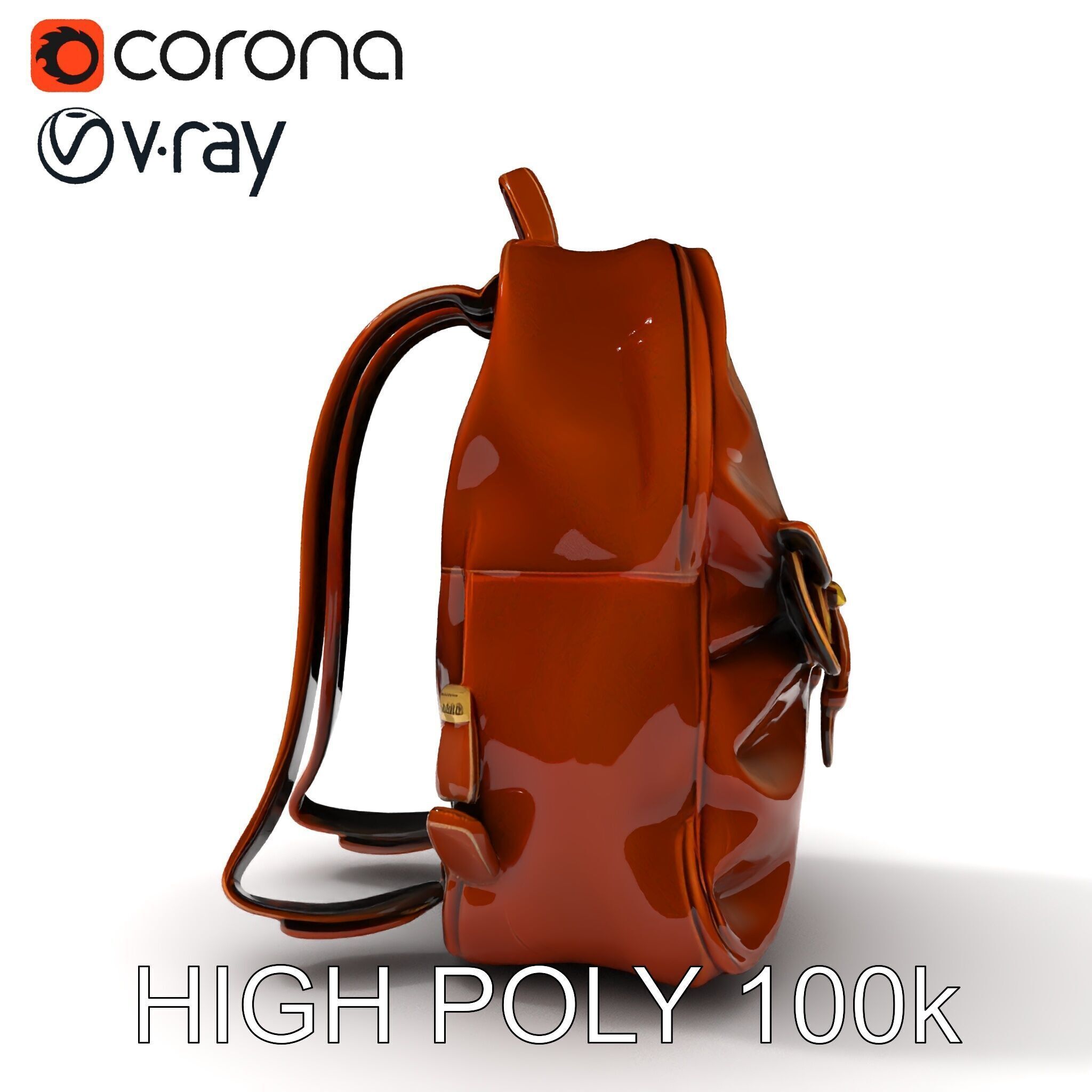Elegant Brown Leather Backpack D Model Pack Low-poly 3D model_31