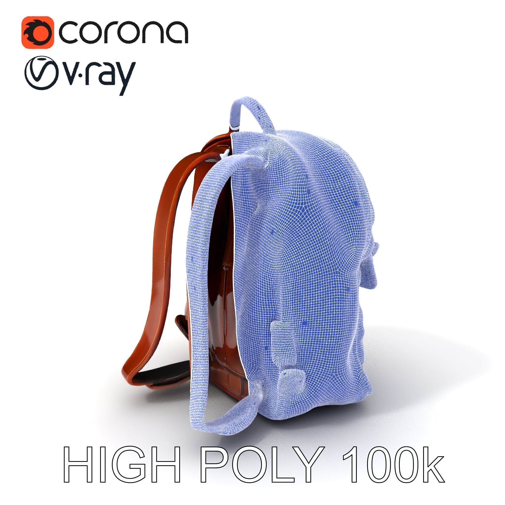 Elegant Brown Leather Backpack D Model Pack Low-poly 3D model_4