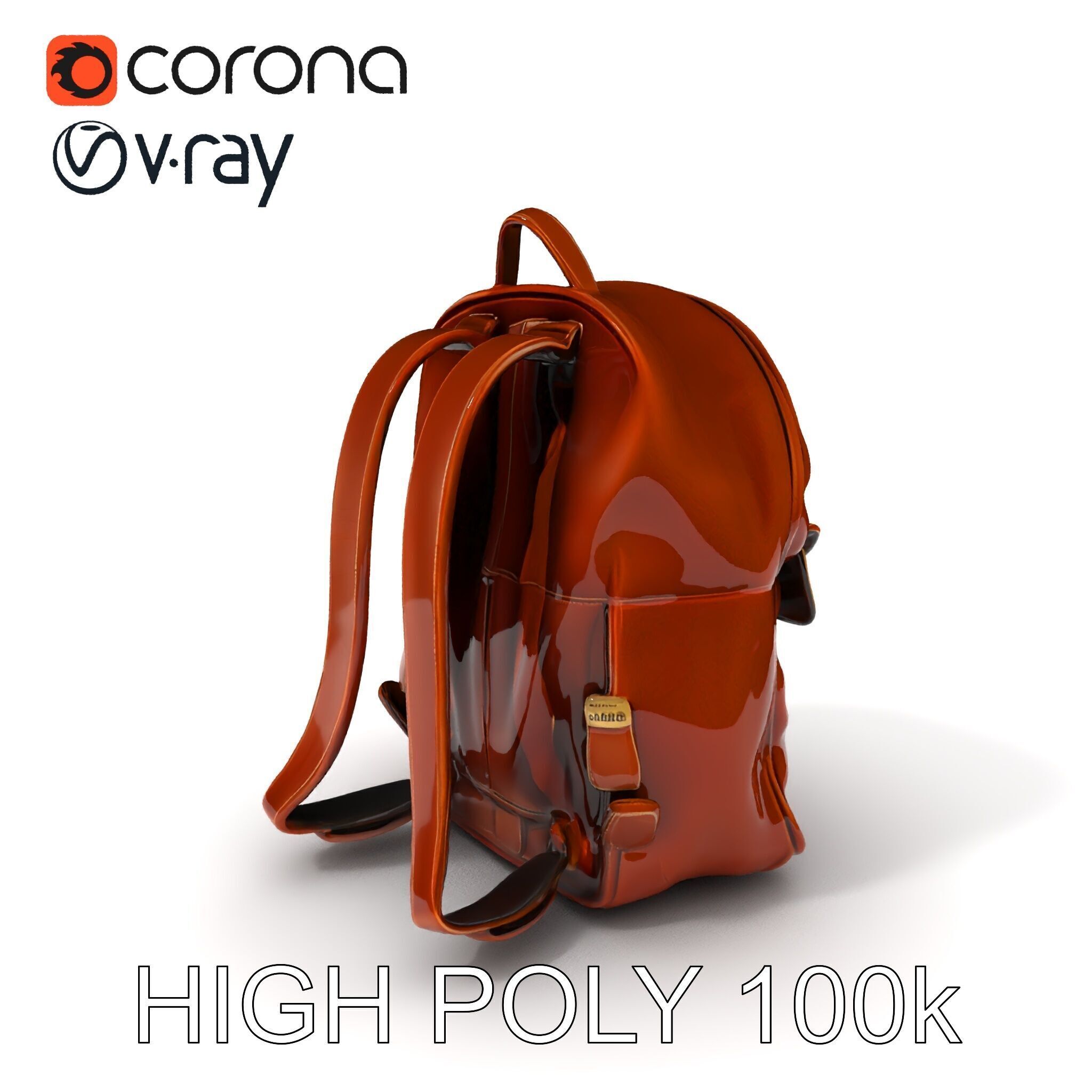 Elegant Brown Leather Backpack D Model Pack Low-poly 3D model_3