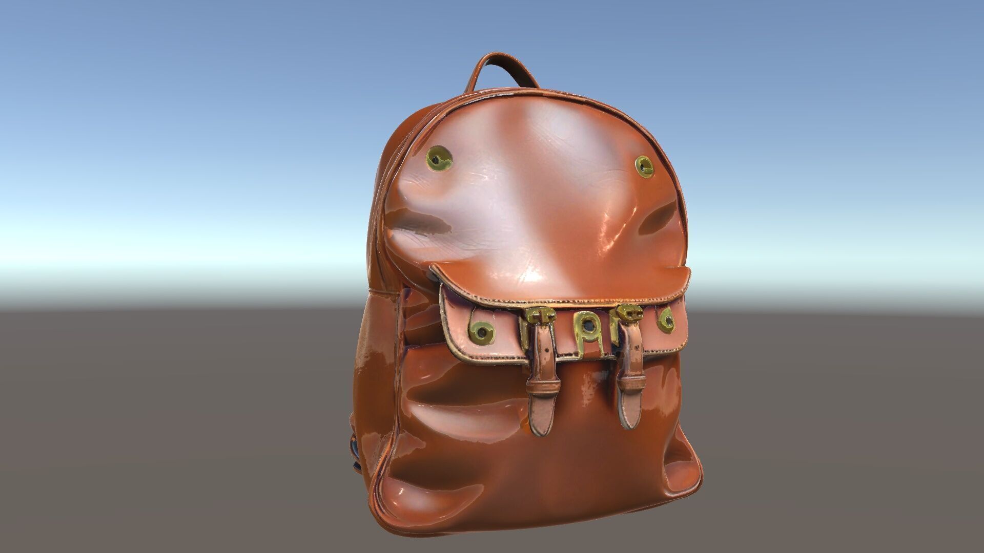 Elegant Brown Leather Backpack D Model Pack Low-poly 3D model_5