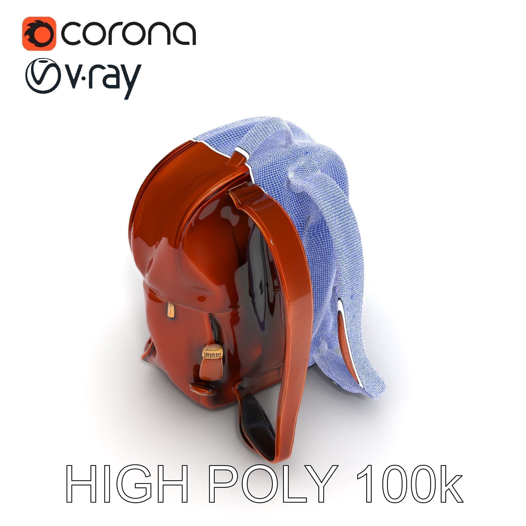 Elegant Brown Leather Backpack D Model Pack Low-poly 3D model_35