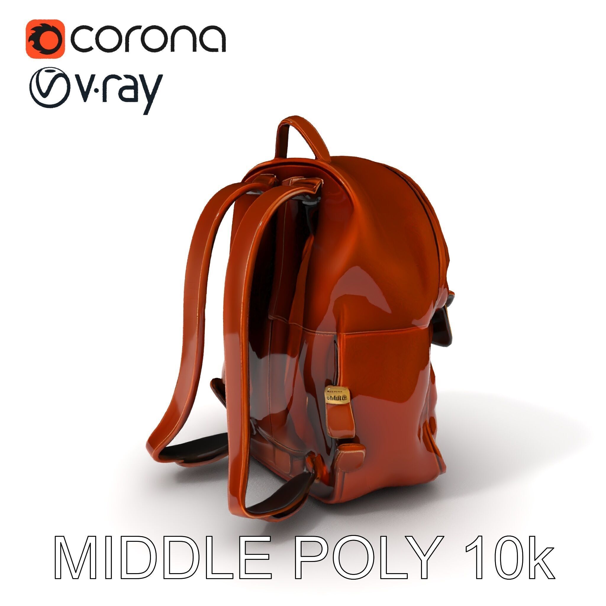 Elegant Brown Leather Backpack D Model Pack Low-poly 3D model_9