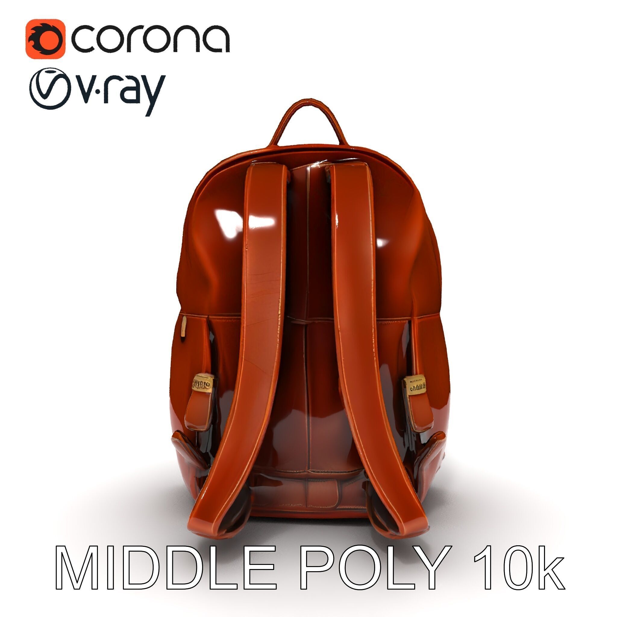 Elegant Brown Leather Backpack D Model Pack Low-poly 3D model_27