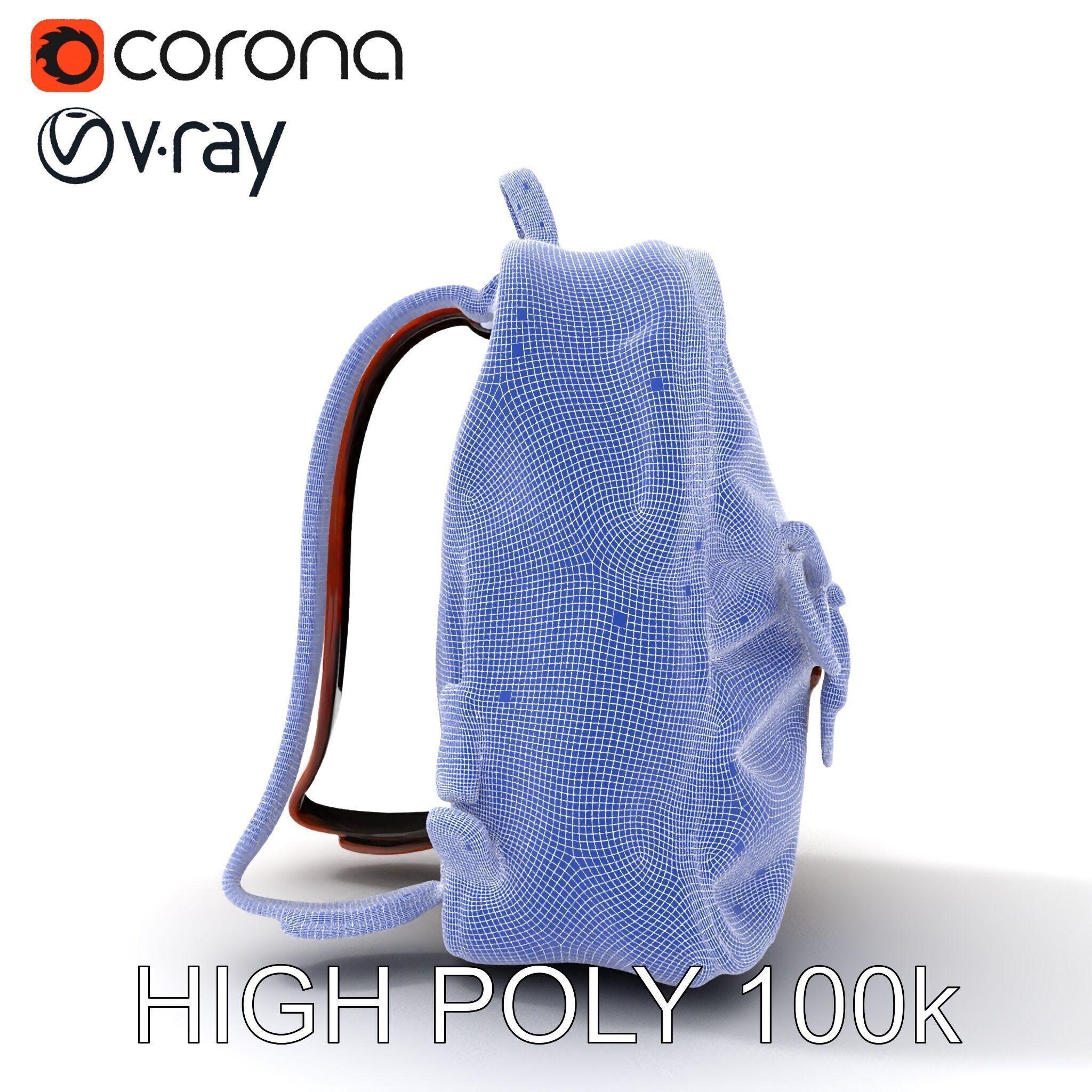 Elegant Brown Leather Backpack D Model Pack Low-poly 3D model_11