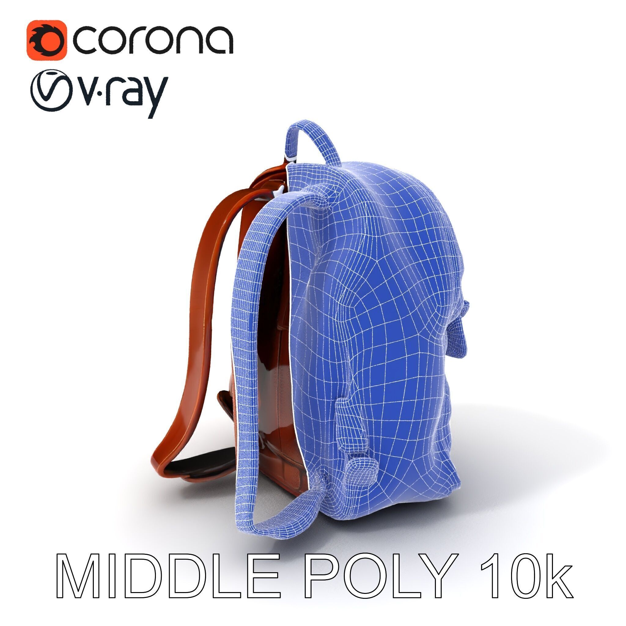 Elegant Brown Leather Backpack D Model Pack Low-poly 3D model_19