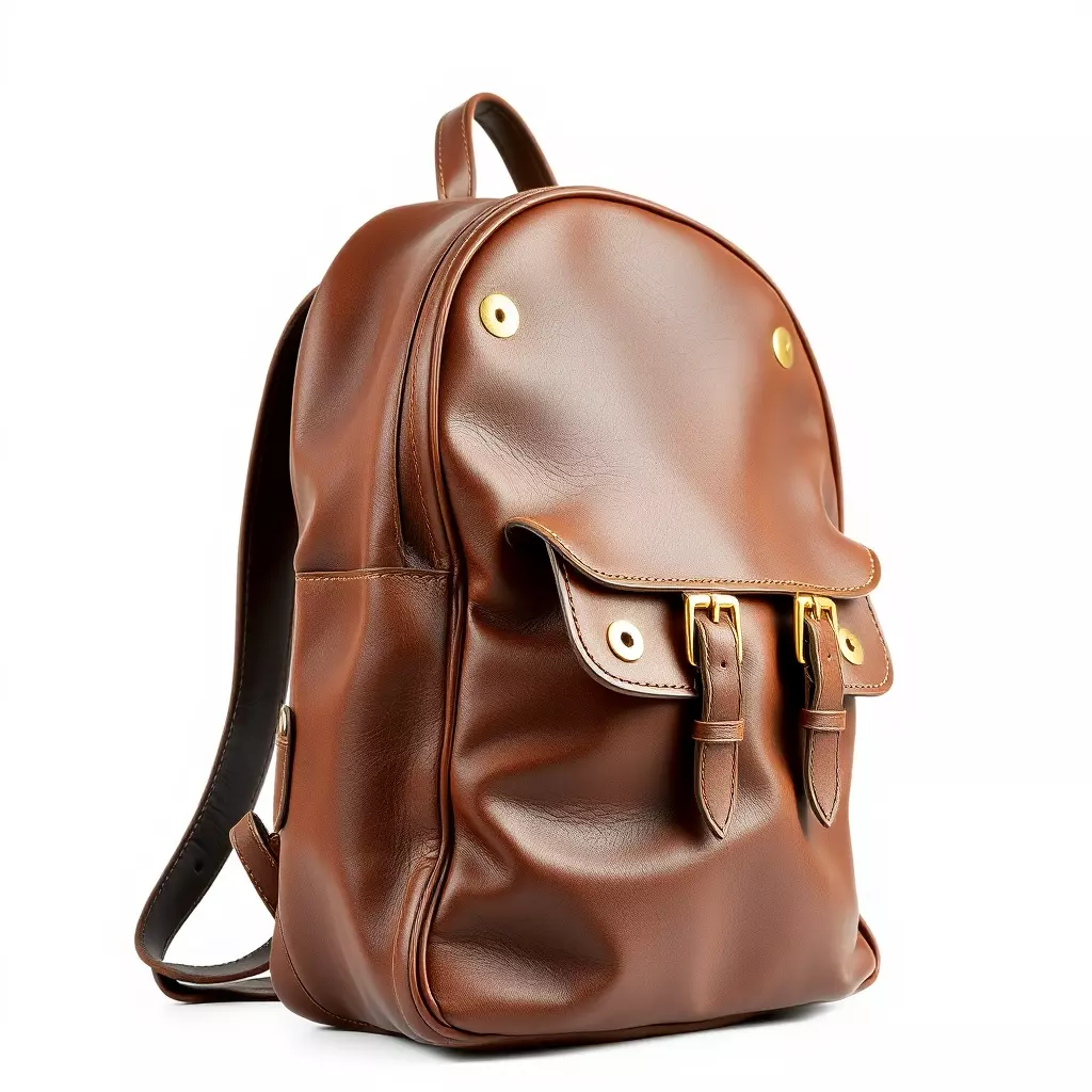Elegant Brown Leather Backpack D Model Pack Low-poly 3D model_0
