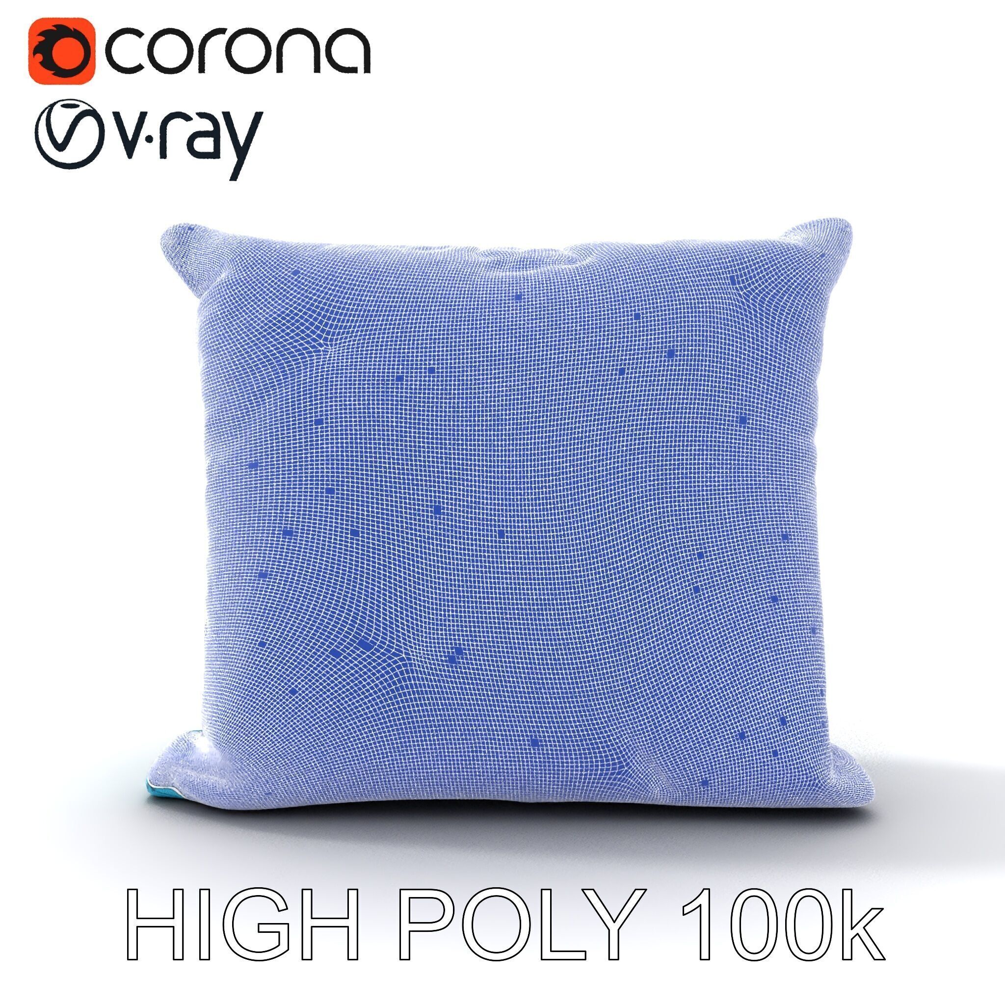Ornamental Blue Pillow D Model Pack Low-poly 3D model_16