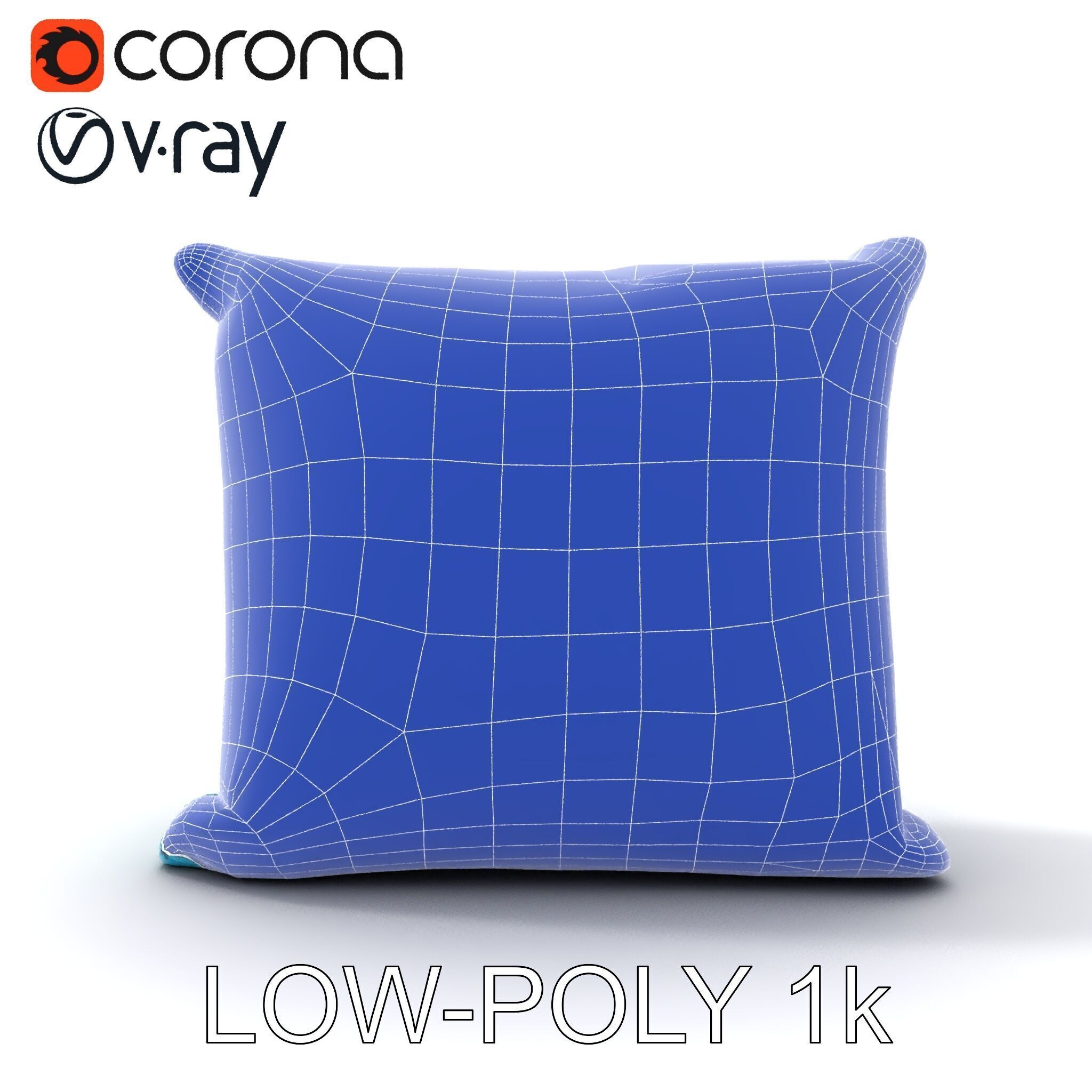 Ornamental Blue Pillow D Model Pack Low-poly 3D model_18