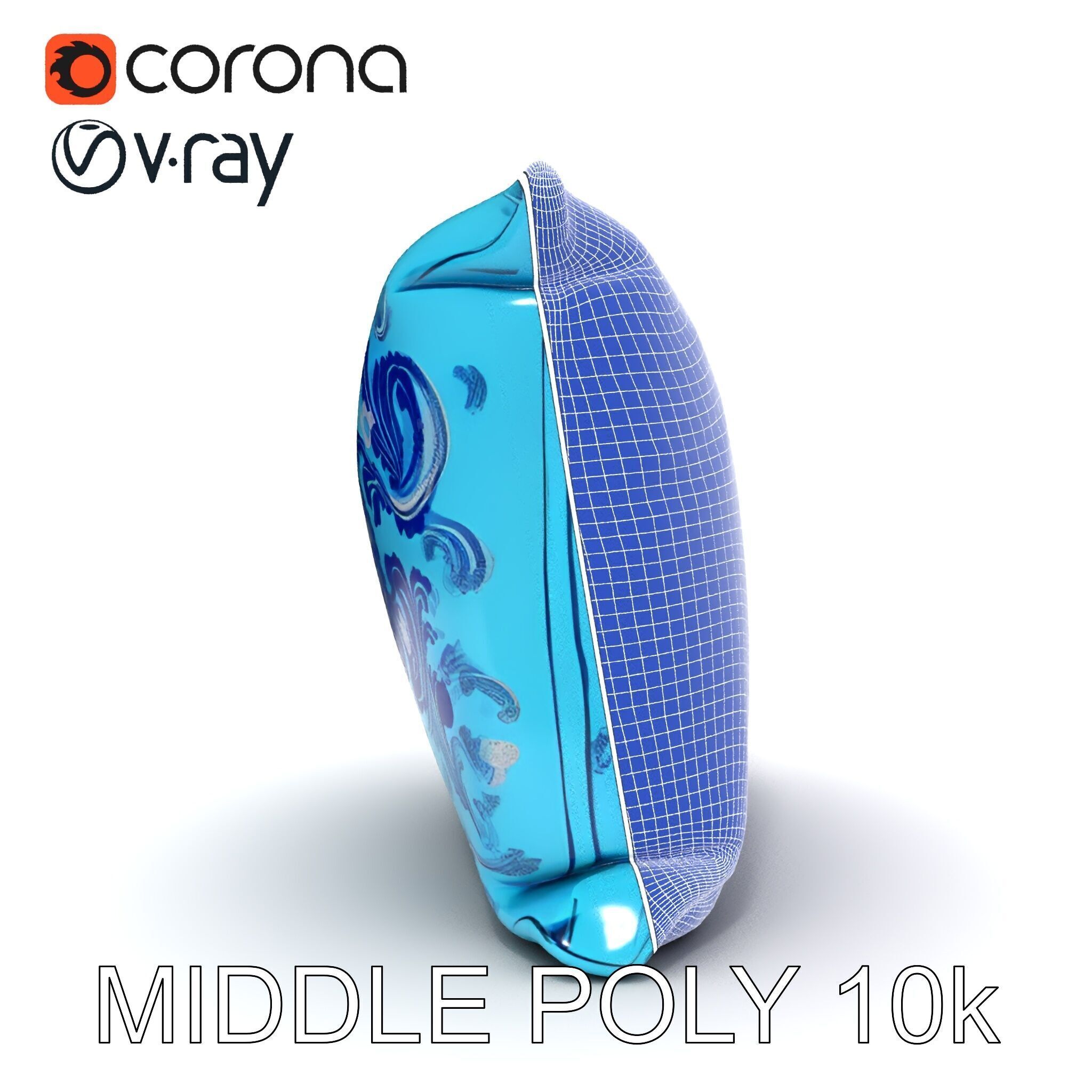 Ornamental Blue Pillow D Model Pack Low-poly 3D model_25
